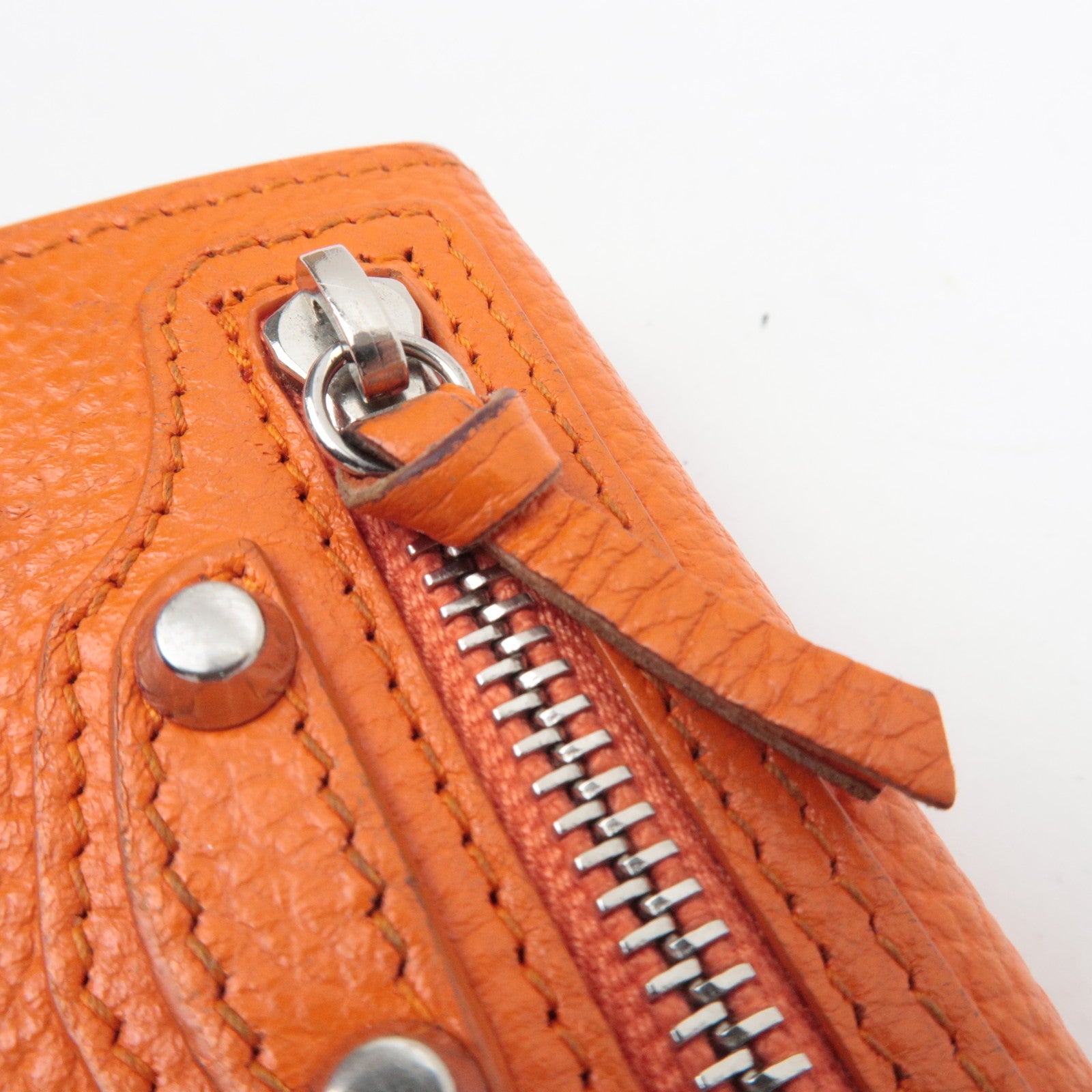 BALENCIAGA Tri-Fold Leather Compact Wallet Orange