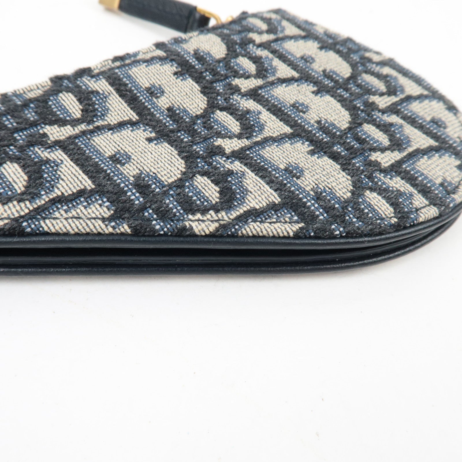 Christian Dior Oblique Saddle Coin Case Canvas Leather Blue *Box, Dust bag