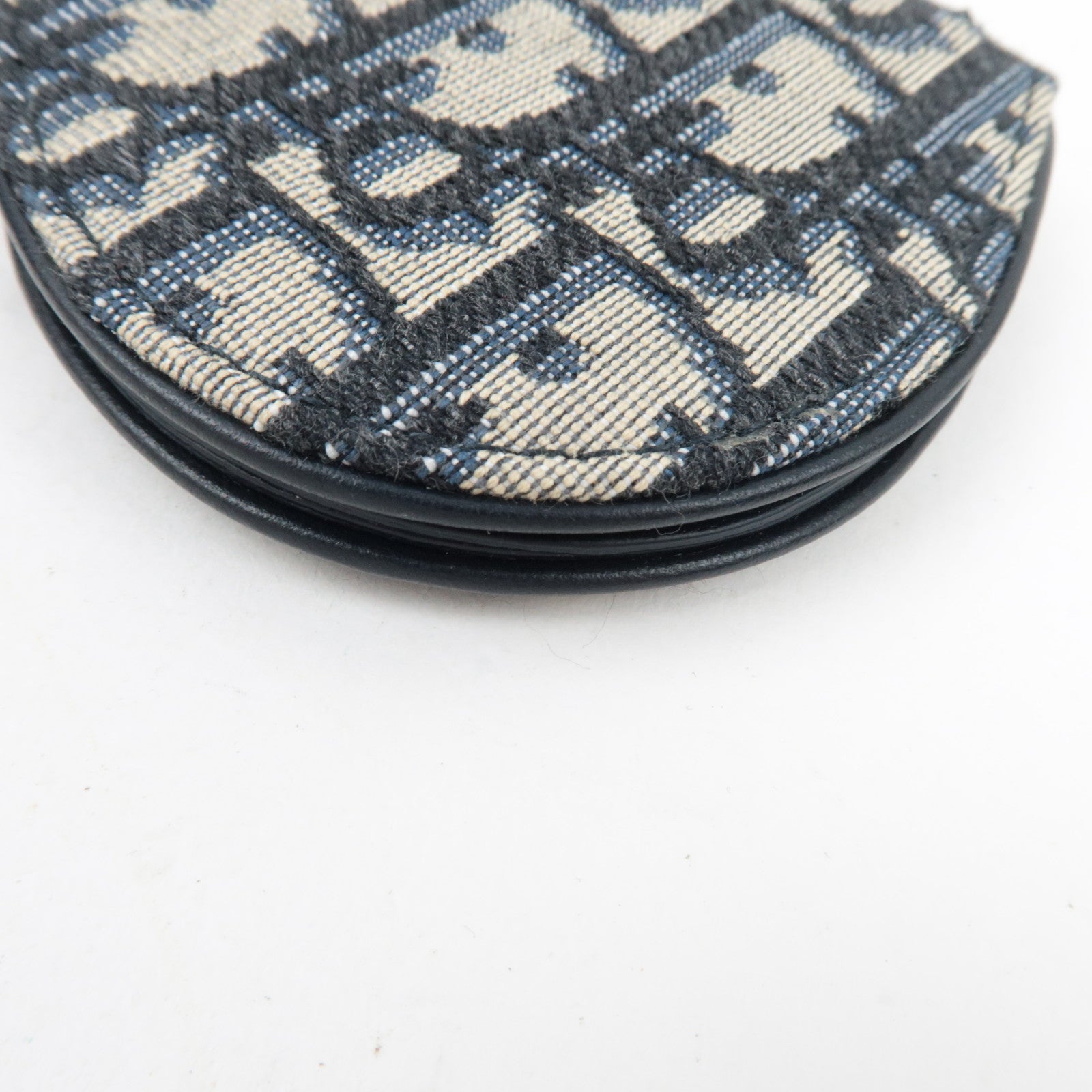 Christian Dior Oblique Saddle Coin Case Canvas Leather Blue *Box, Dust bag