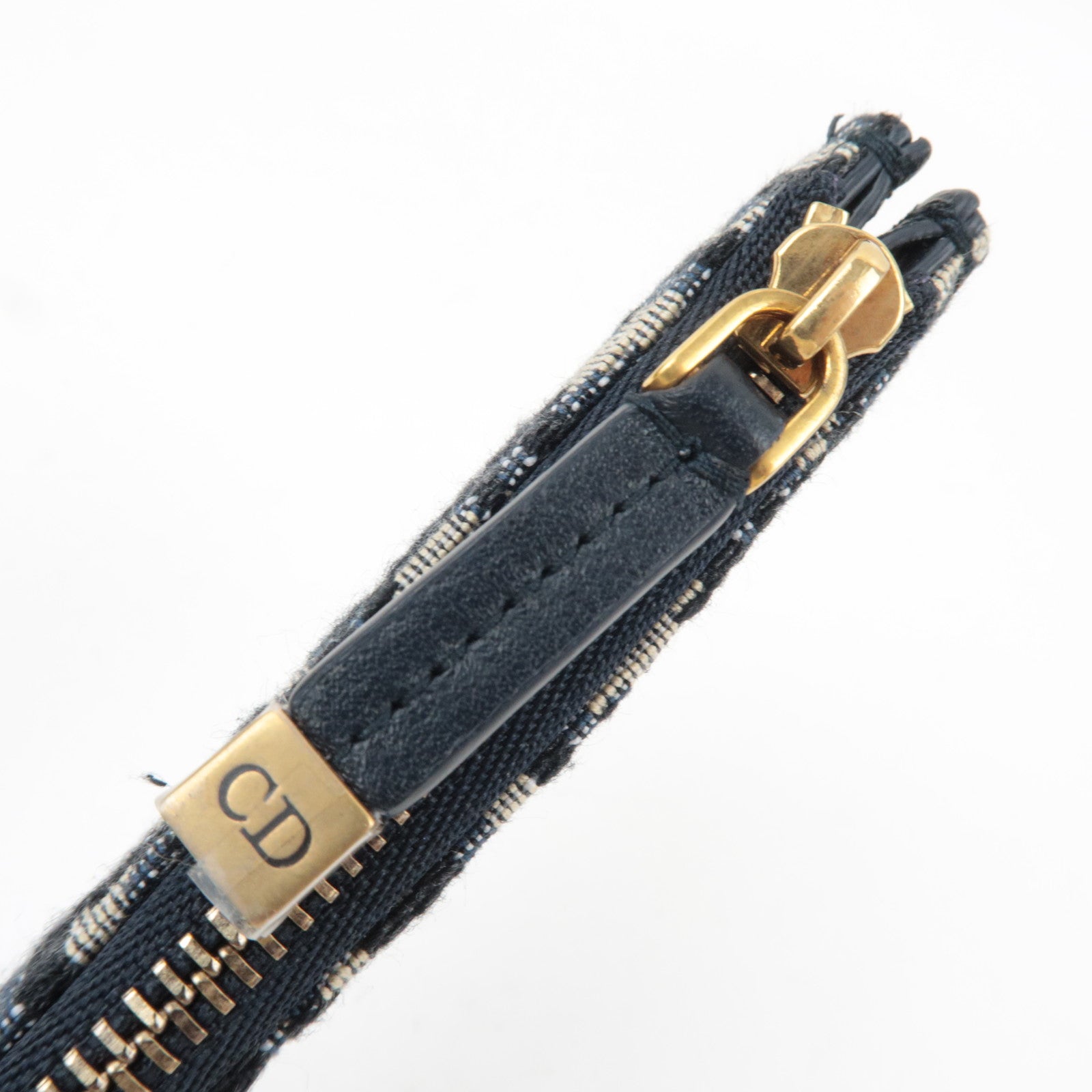 Christian Dior Oblique Saddle Coin Case Canvas Leather Blue *Box, Dust bag