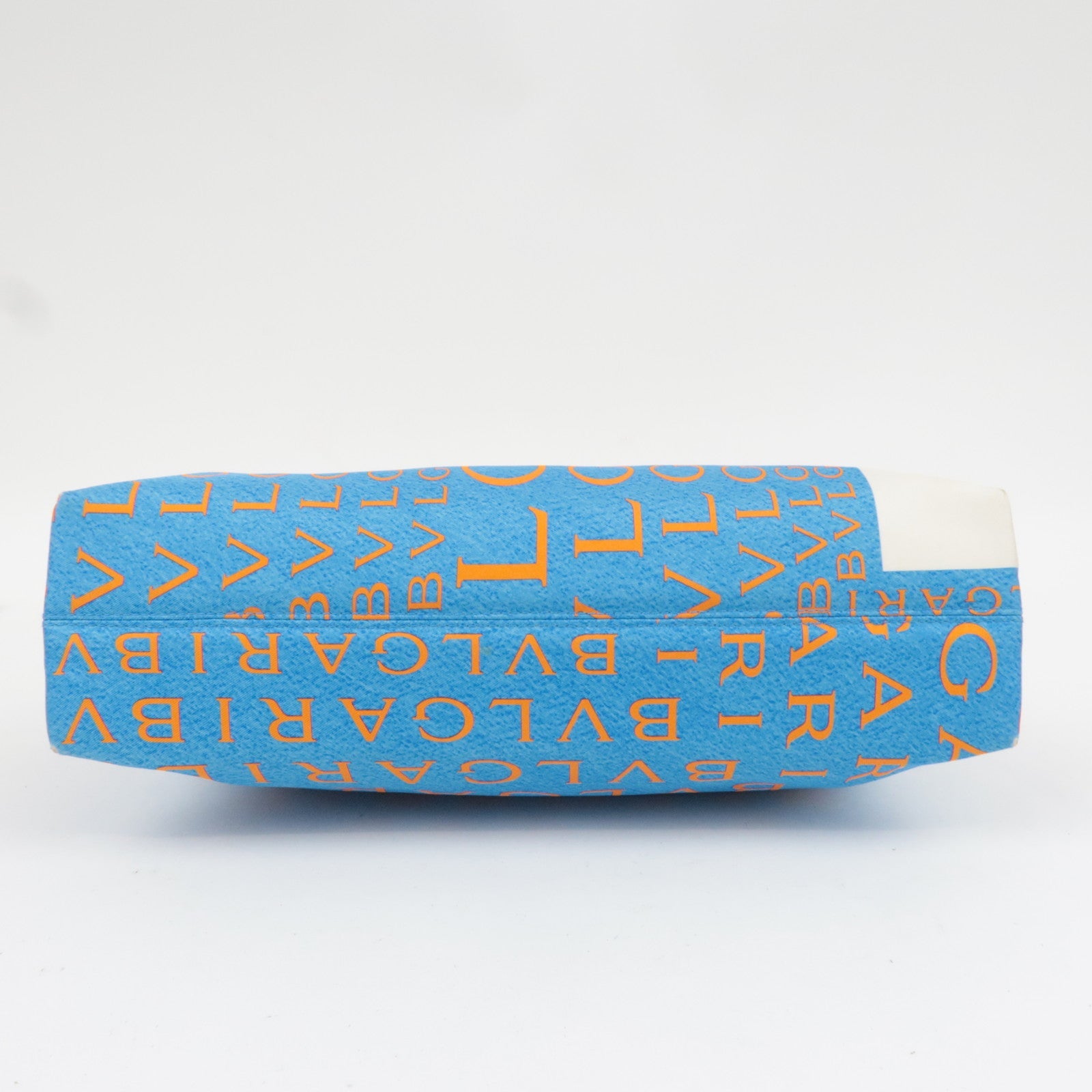 BVLGARI Logomania Silk Leather Handbag Blue White Orange *Dust bag