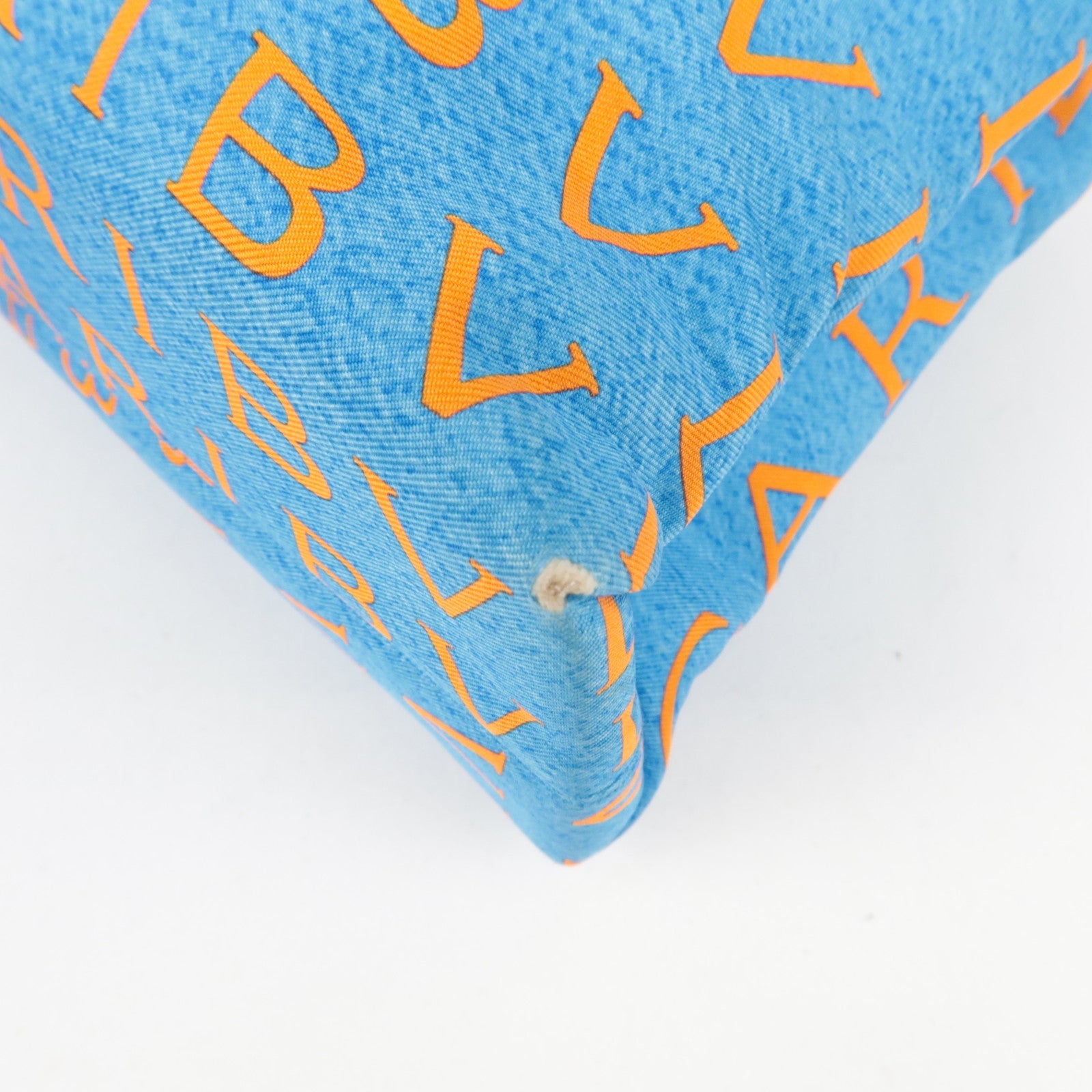 BVLGARI Logomania Silk Leather Handbag Blue White Orange *Dust bag