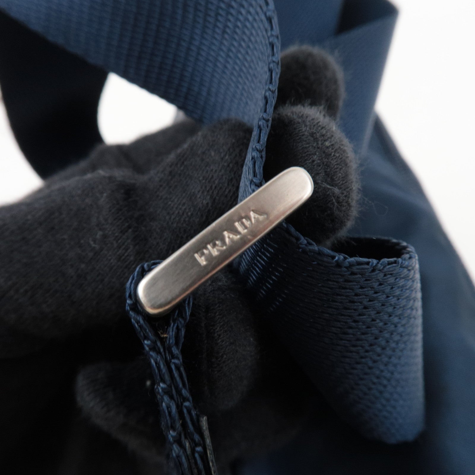 PRADA Nylon Leather Shoulder Bag Navy B8994 *G card, Dust bag