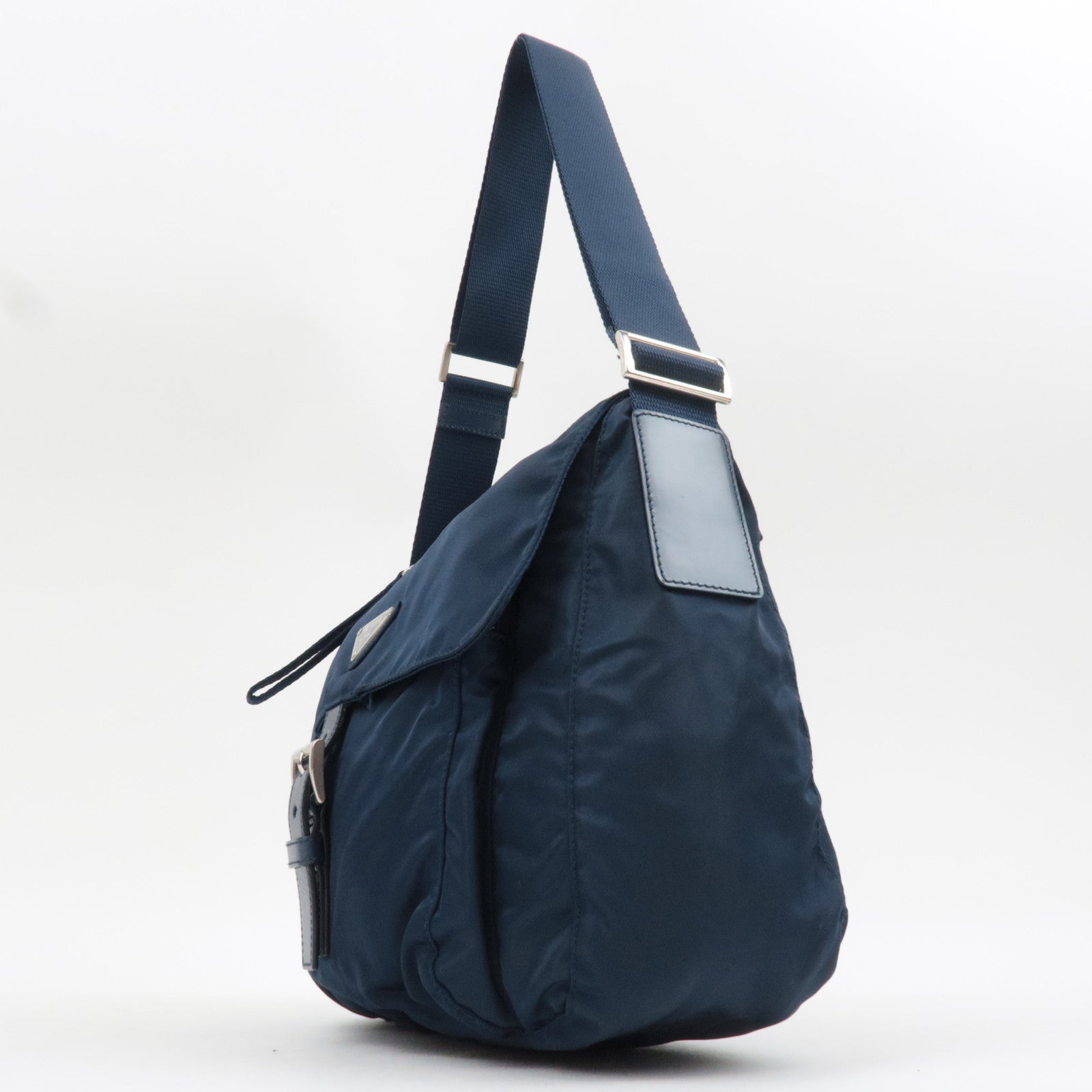 PRADA Nylon Leather Shoulder Bag Navy B8994 *G card, Dust bag