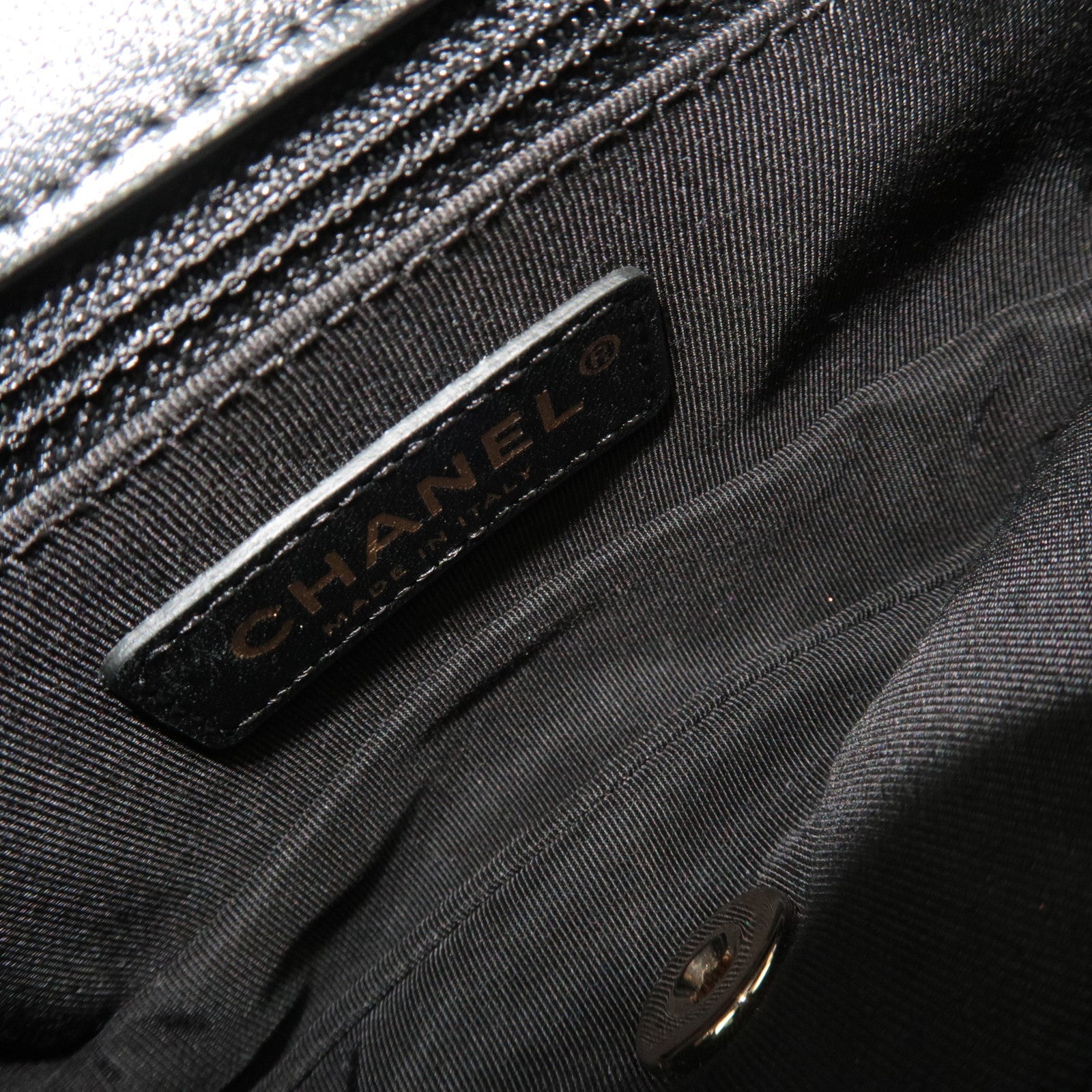 CHANEL Matelasse Tweed Leather 2Way Chain Shoulder Bag Black Gold HDW 24959737