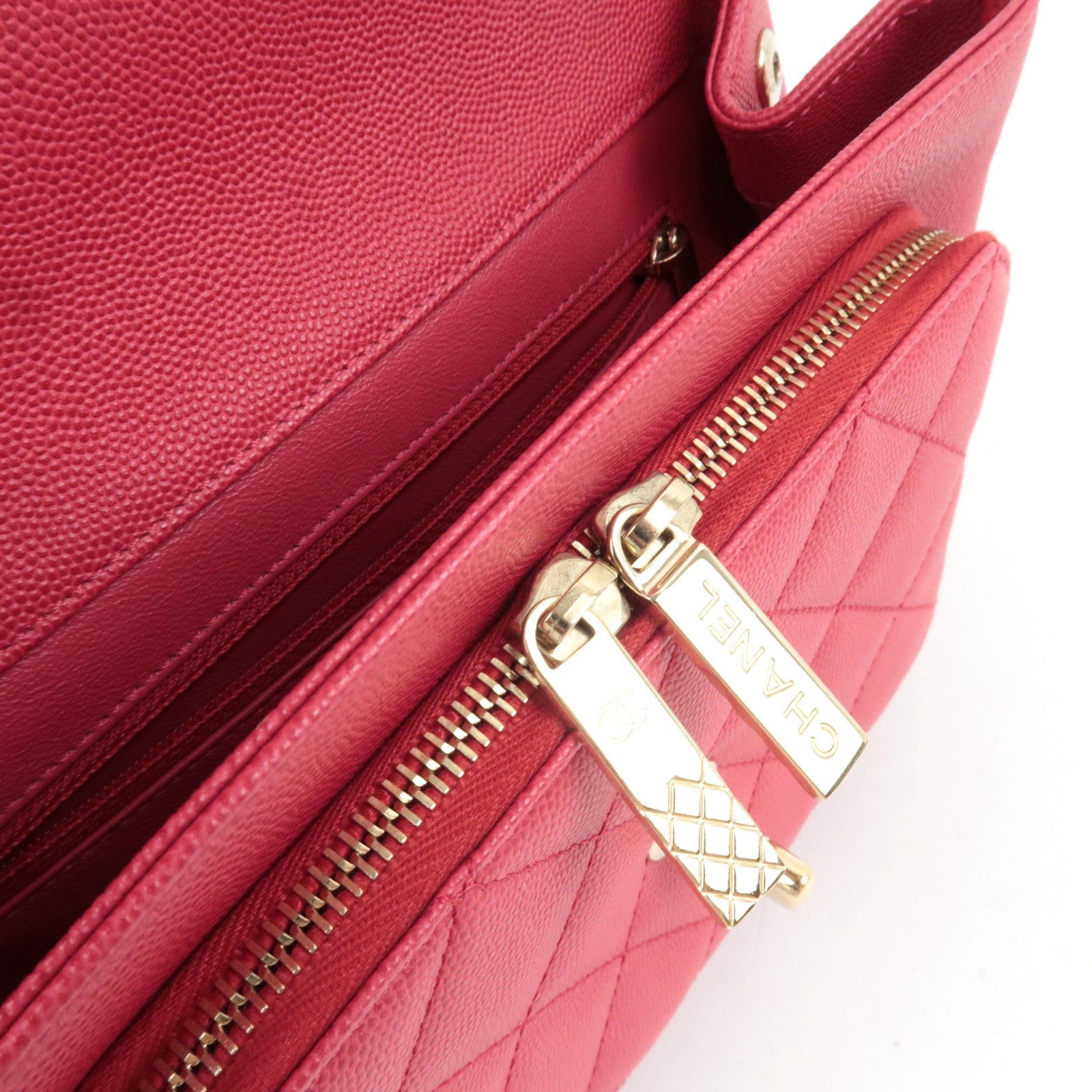 CHANEL Matelasse Business Affinity Medium 2Way Caviarskin Chain Shoulder Bag Pink A93607 24573450 *G card