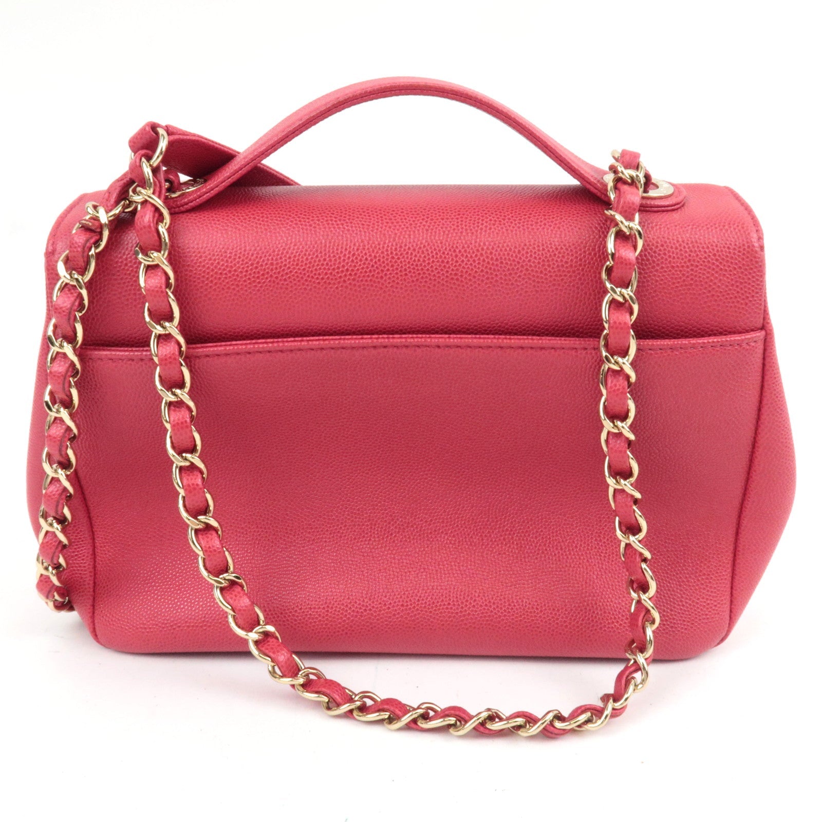CHANEL Matelasse Business Affinity Medium 2Way Caviarskin Chain Shoulder Bag Pink A93607 24573450 *G card