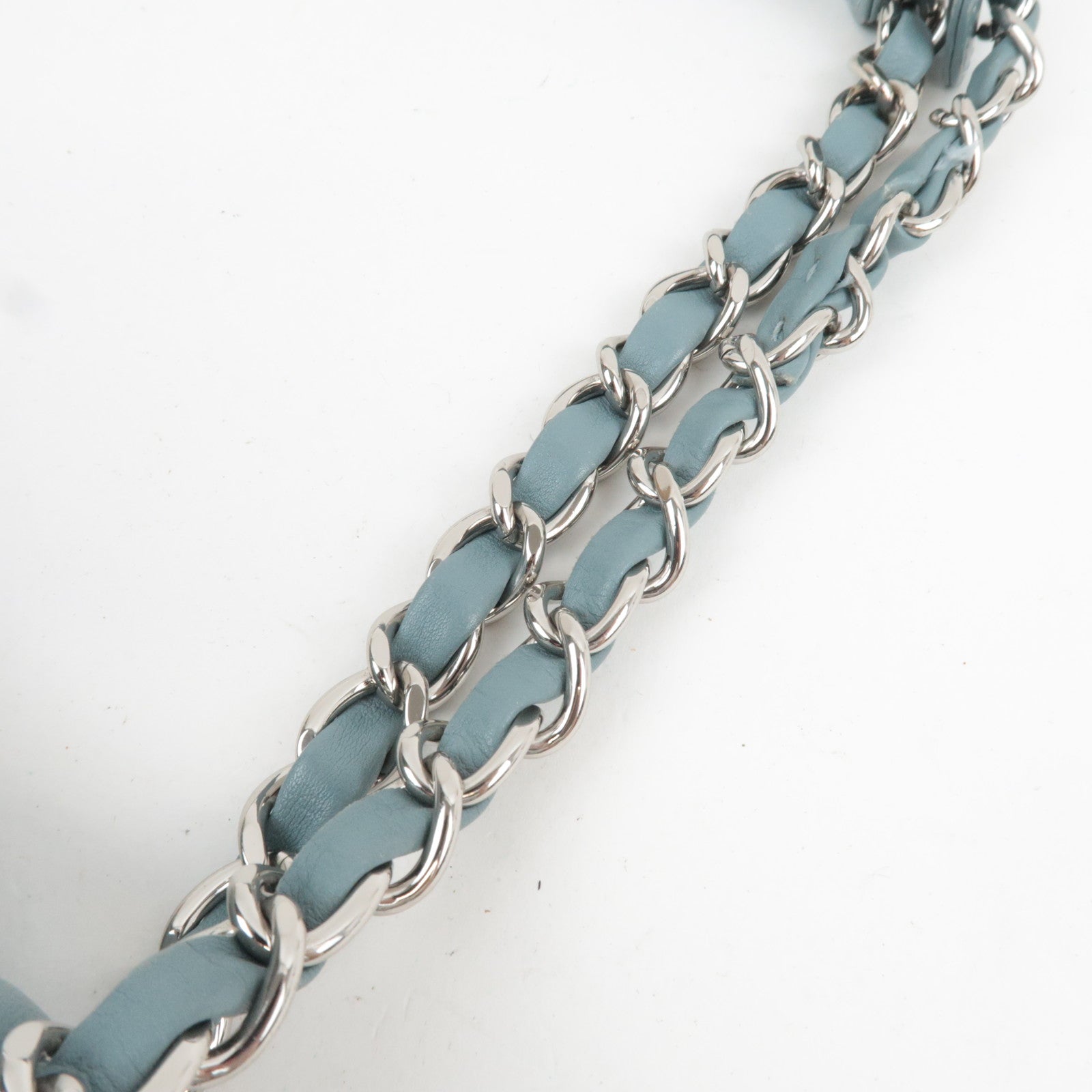 CHANEL Coco Mark Chain Leather Shoulder Bag Blue Silver HDW 11250426 *G card