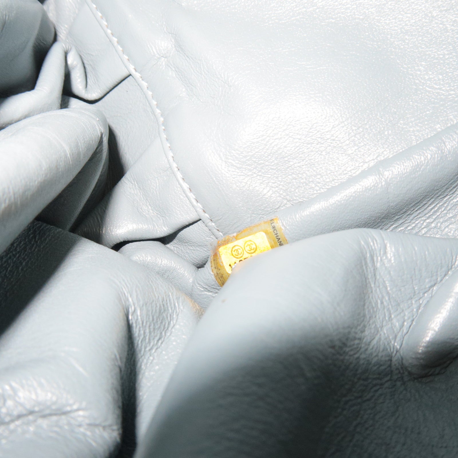 CHANEL Coco Mark Chain Leather Shoulder Bag Blue Silver HDW 11250426 *G card