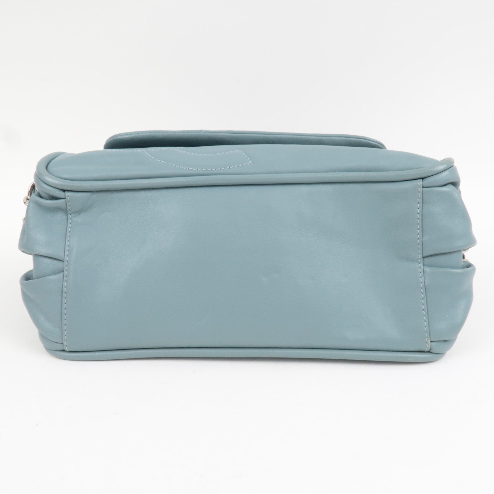 CHANEL Coco Mark Chain Leather Shoulder Bag Blue Silver HDW 11250426 *G card