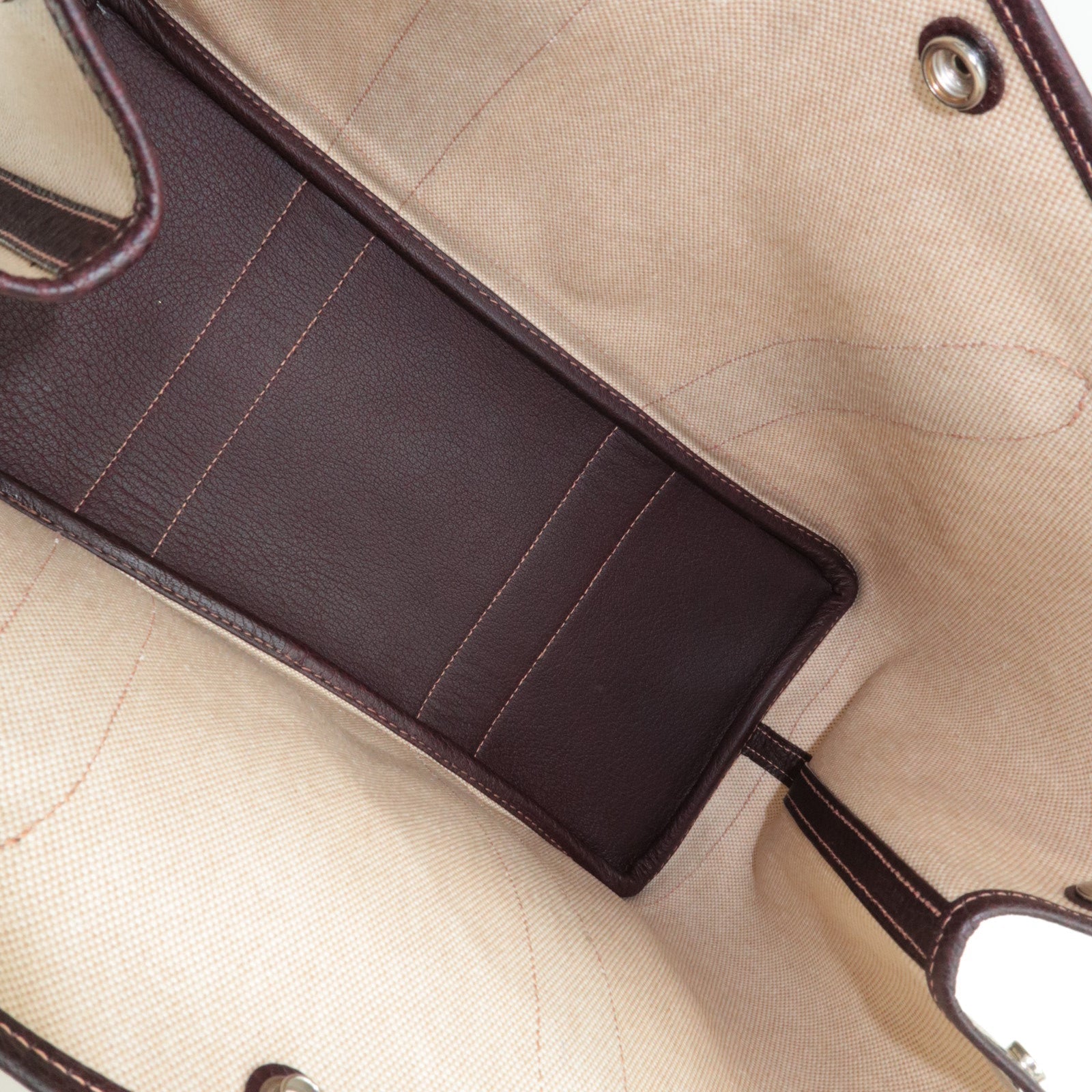 HERMES Garden Party PM Tote Bag V Stamp Toile H Leather Beige Brown *Dust bag