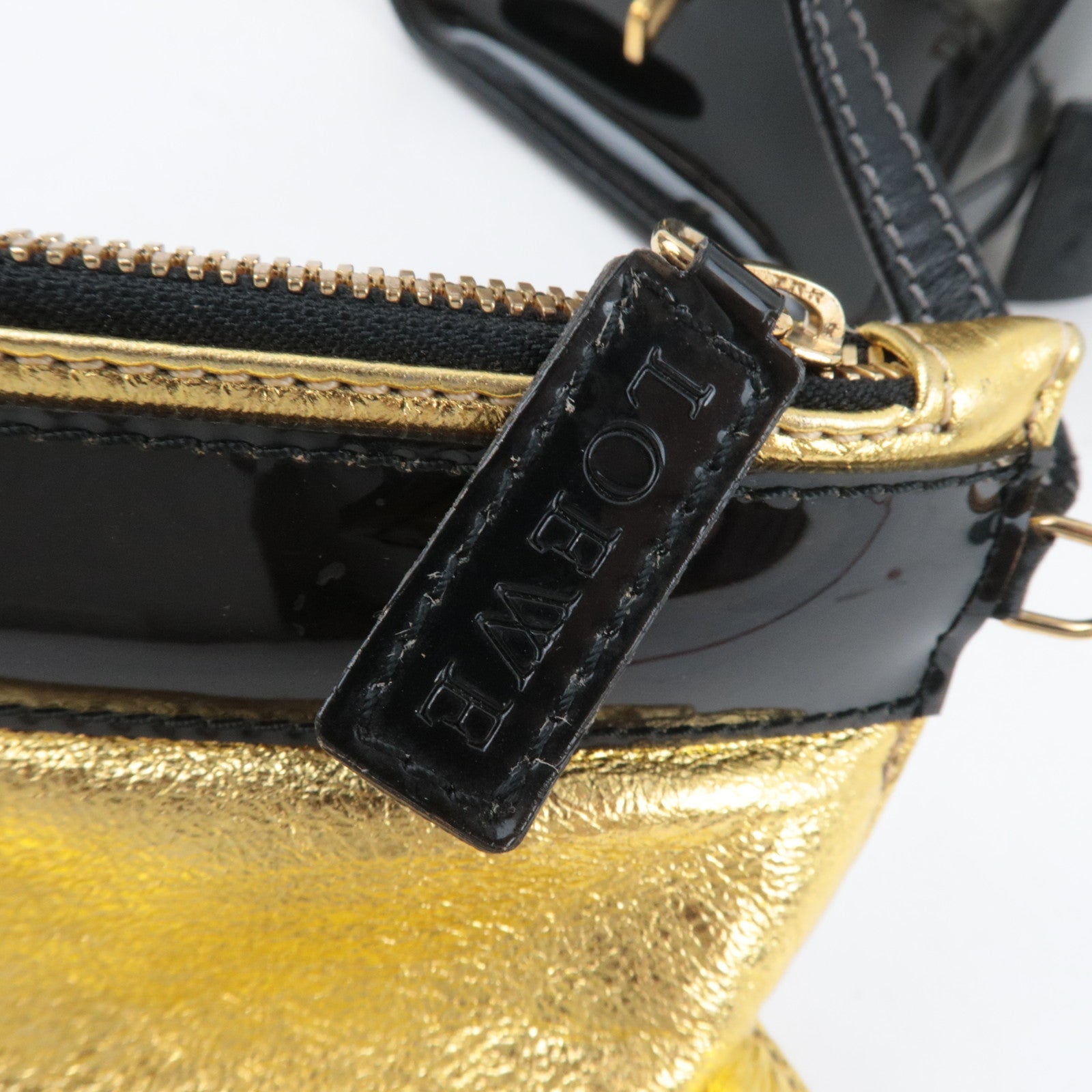 LOEWE Amazona 28 Vinyl Leather Handbag Clear Black *Pouch, Key Lock, Clochette