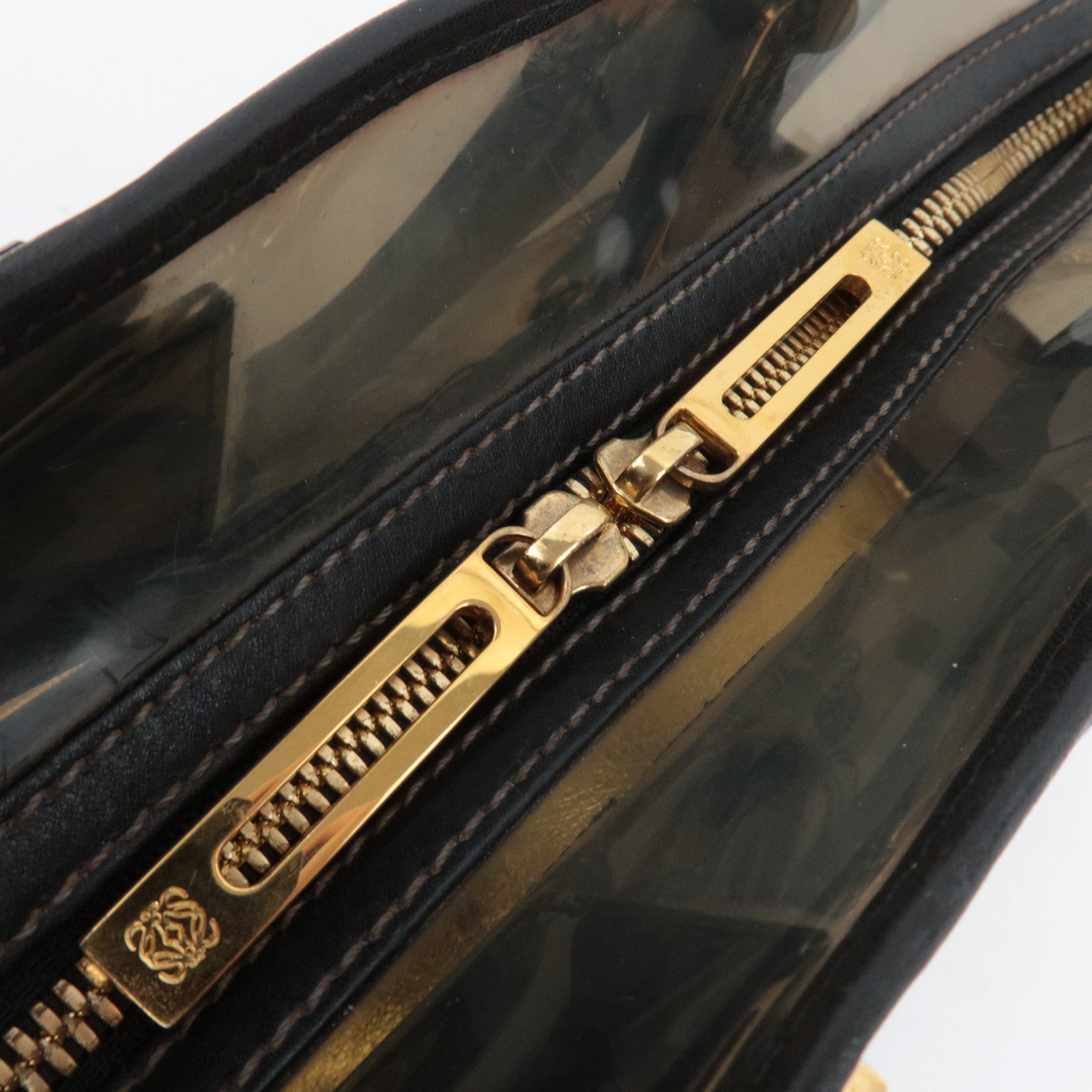 LOEWE Amazona 28 Vinyl Leather Handbag Clear Black *Pouch, Key Lock, Clochette