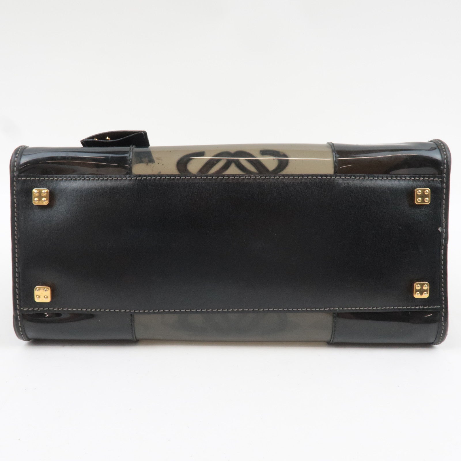 LOEWE Amazona 28 Vinyl Leather Handbag Clear Black *Pouch, Key Lock, Clochette