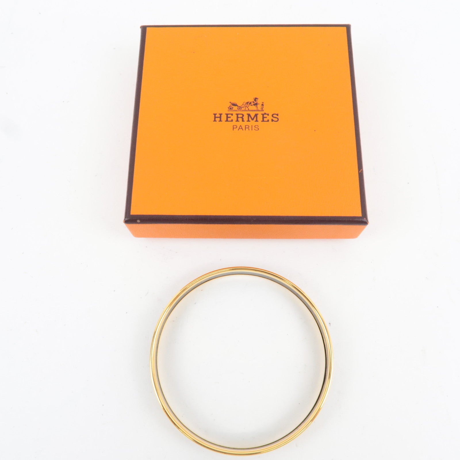 HERMES Email PM Bangle Metal Bracelet Cloisonne Sun, Moon and Stars Blue Navy Gold *Box