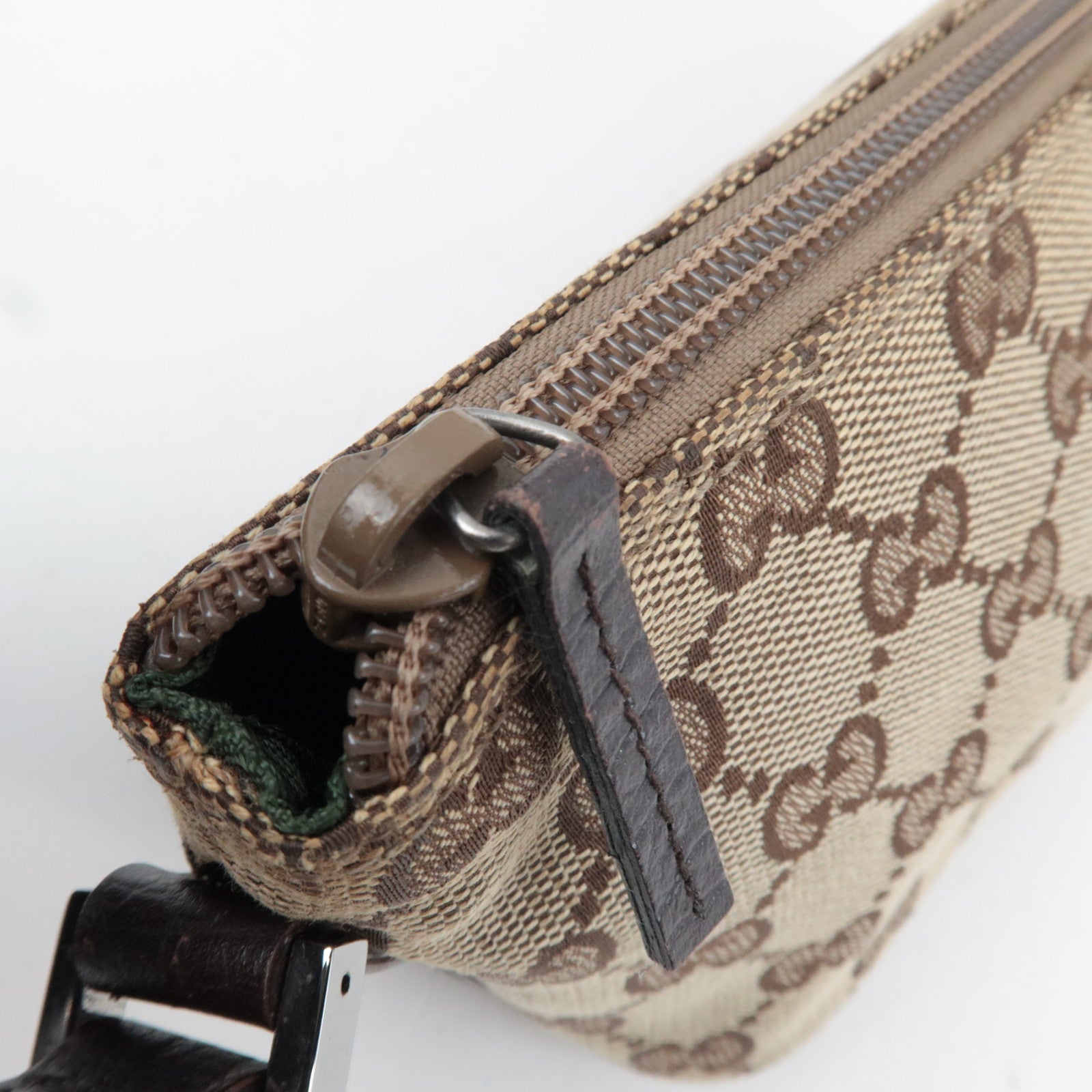 GUCCI Sherry Boat Bag GG Canvas Leather Beige Brown 141809