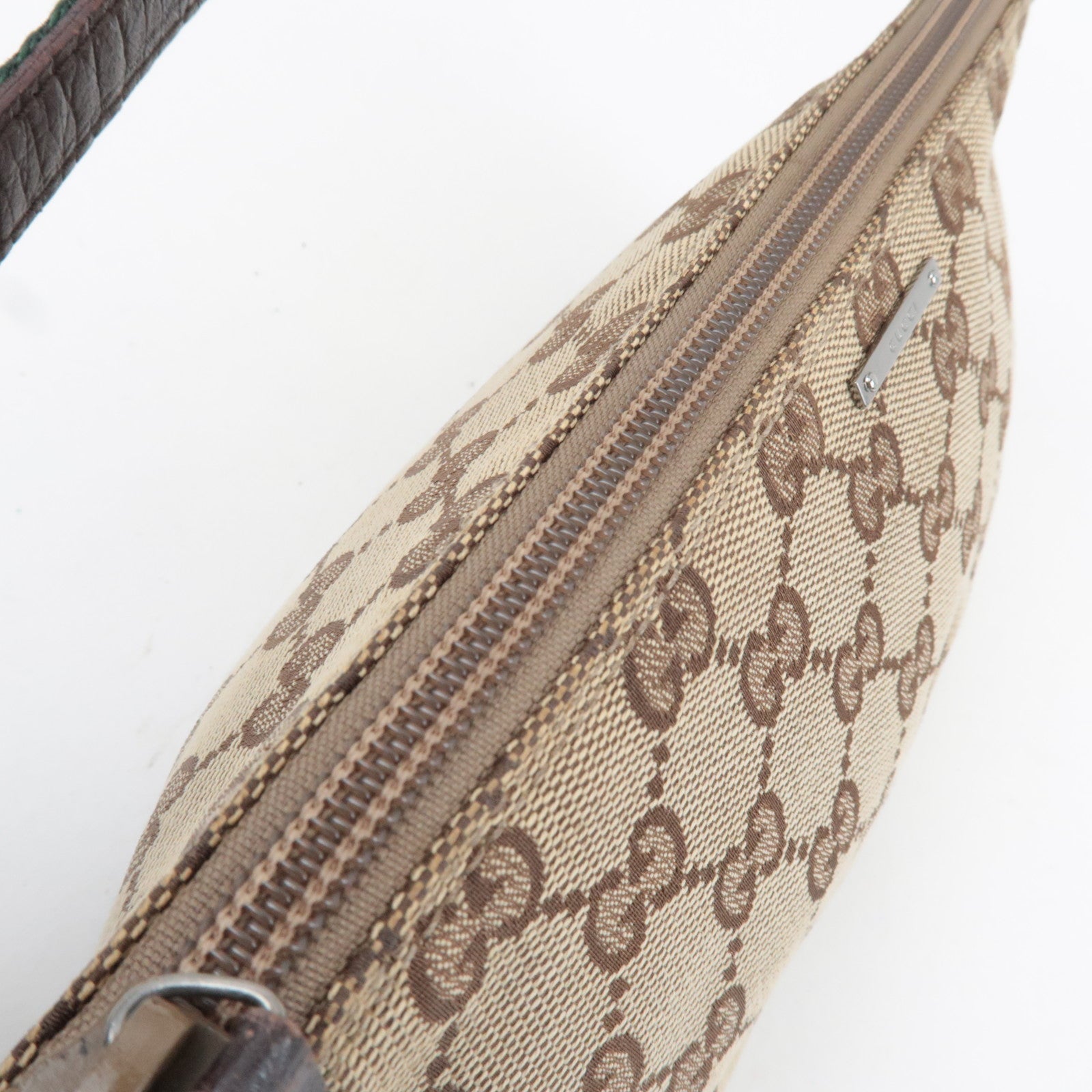 GUCCI Sherry Boat Bag GG Canvas Leather Beige Brown 141809