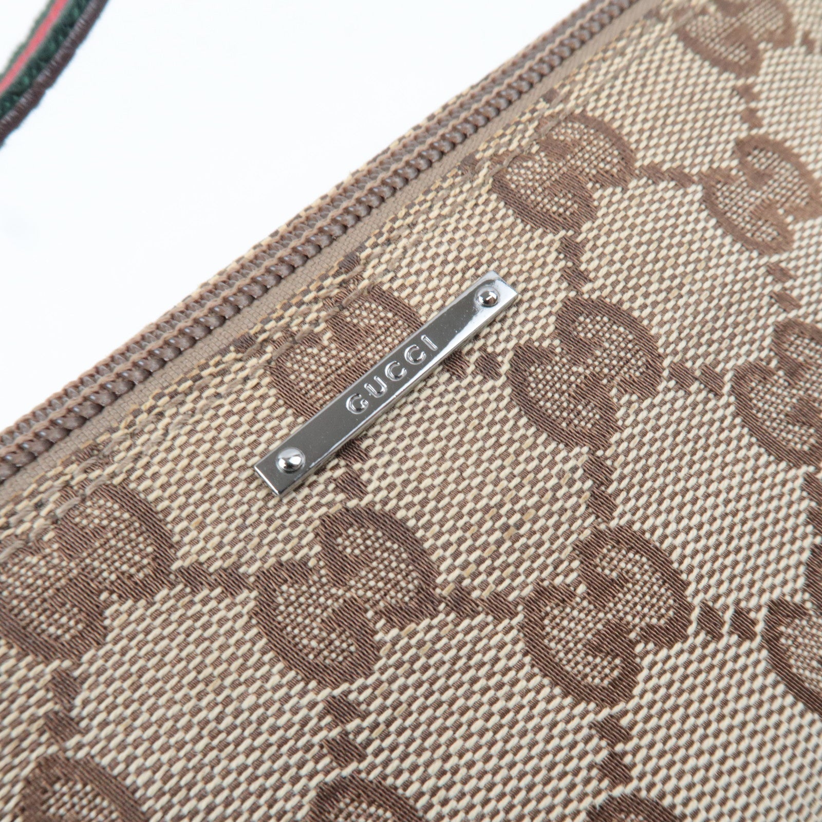 GUCCI Sherry Boat Bag GG Canvas Leather Beige Brown 141809