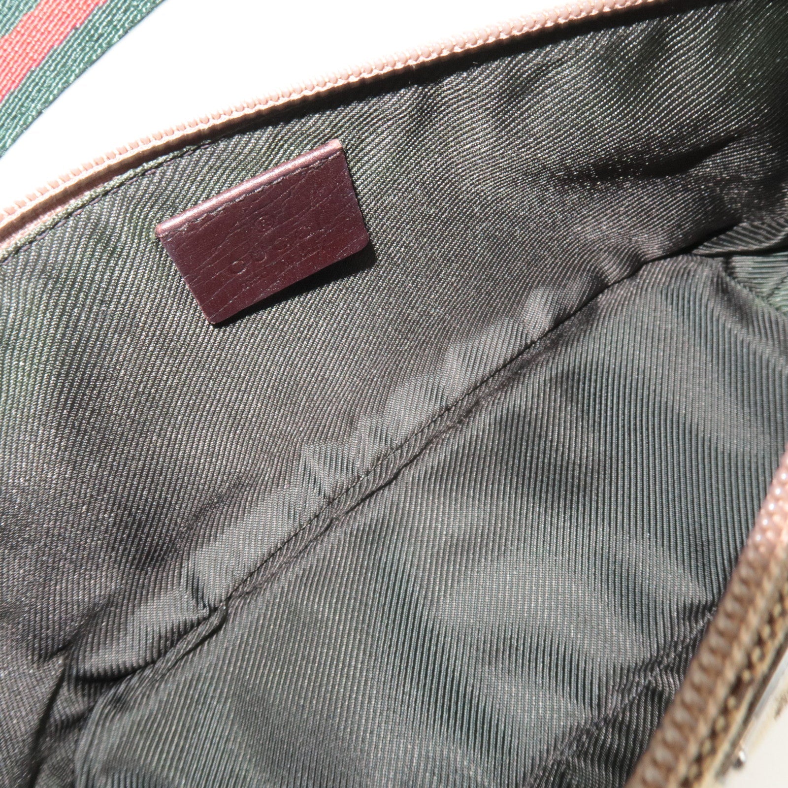 GUCCI Sherry Boat Bag GG Canvas Leather Beige Brown 141809