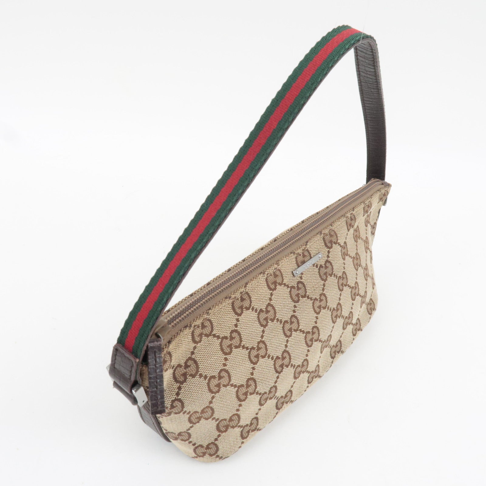 GUCCI Sherry Boat Bag GG Canvas Leather Beige Brown 141809