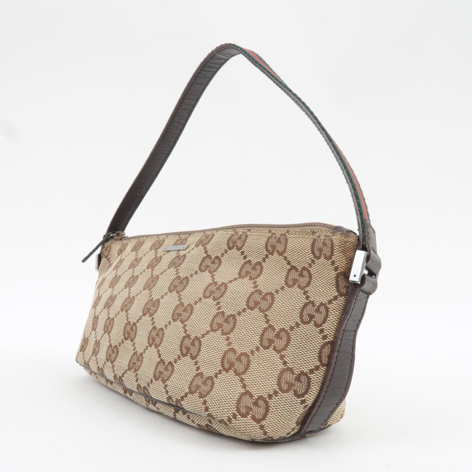 GUCCI Sherry Boat Bag GG Canvas Leather Beige Brown 141809