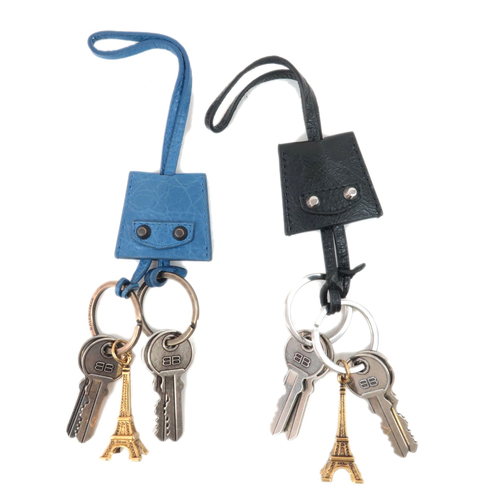 BALENCIAGA Set of 2 Le CITY Eiffel Leather Bag Charm Black Blue83019