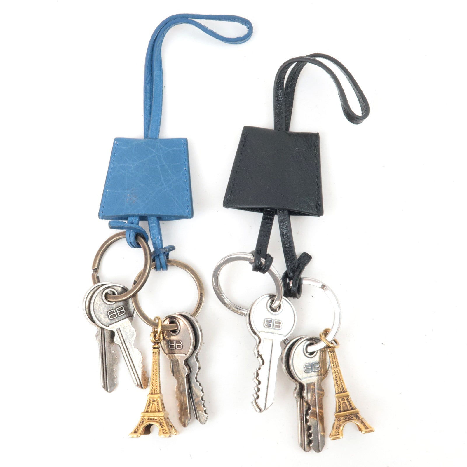 BALENCIAGA Set of 2 Le CITY Eiffel Leather Bag Charm Black Blue