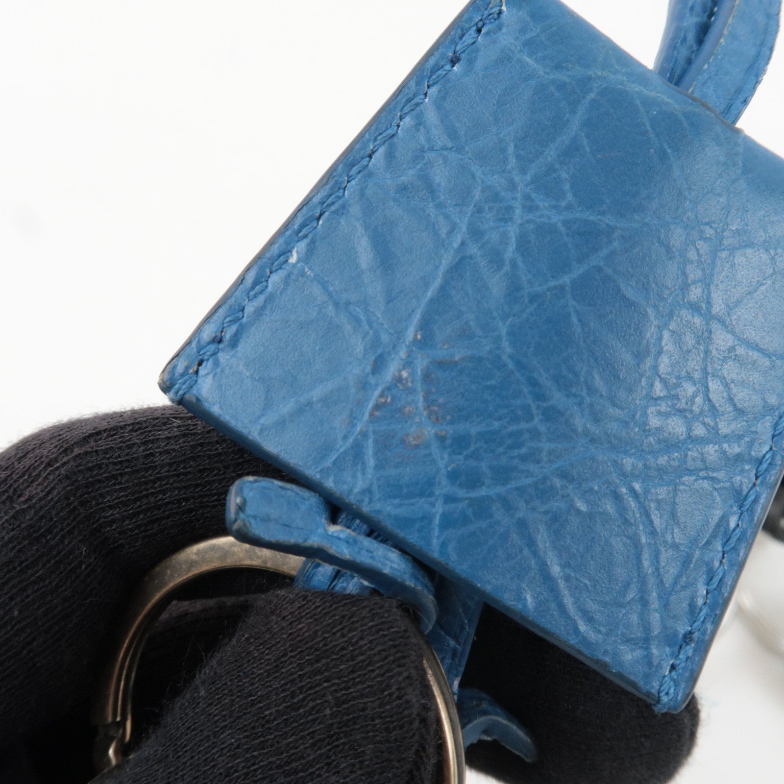 BALENCIAGA Set of 2 Le CITY Eiffel Leather Bag Charm Black Blue