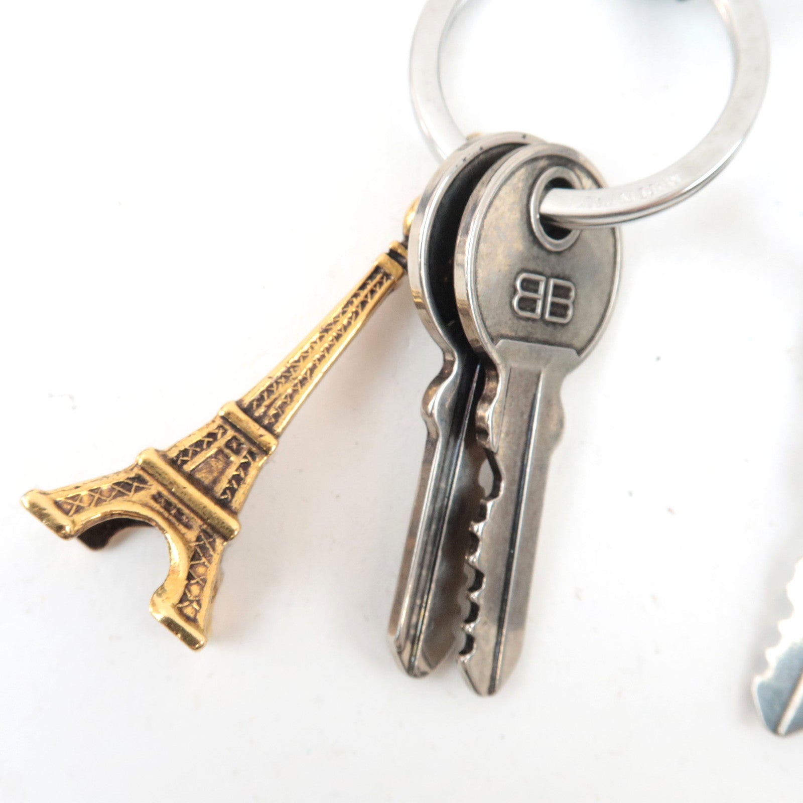 BALENCIAGA Set of 2 Le CITY Eiffel Leather Bag Charm Black Blue