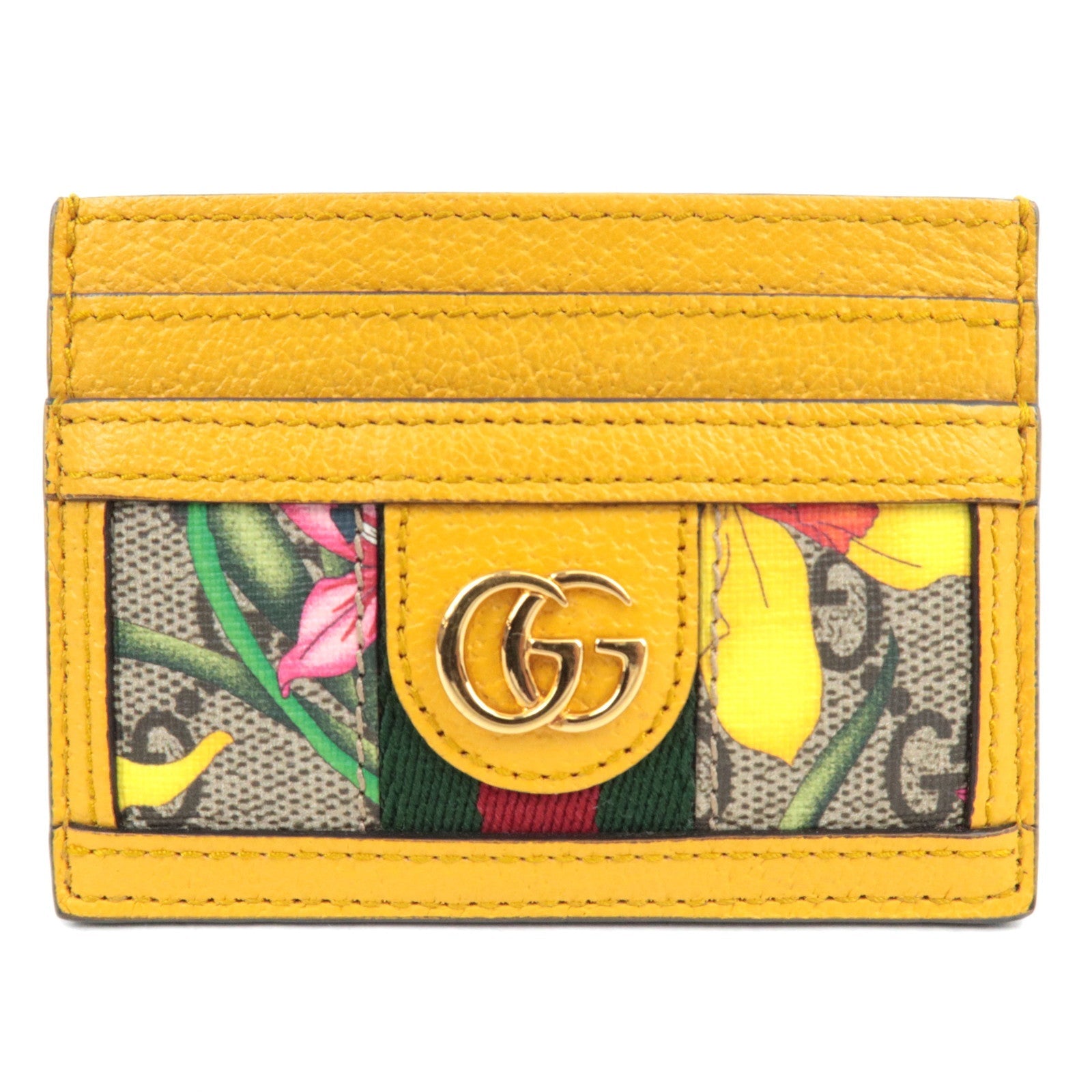 GUCCI Ophidia GG Flora Card Case GG Supreme Leather Yellow 52315983021