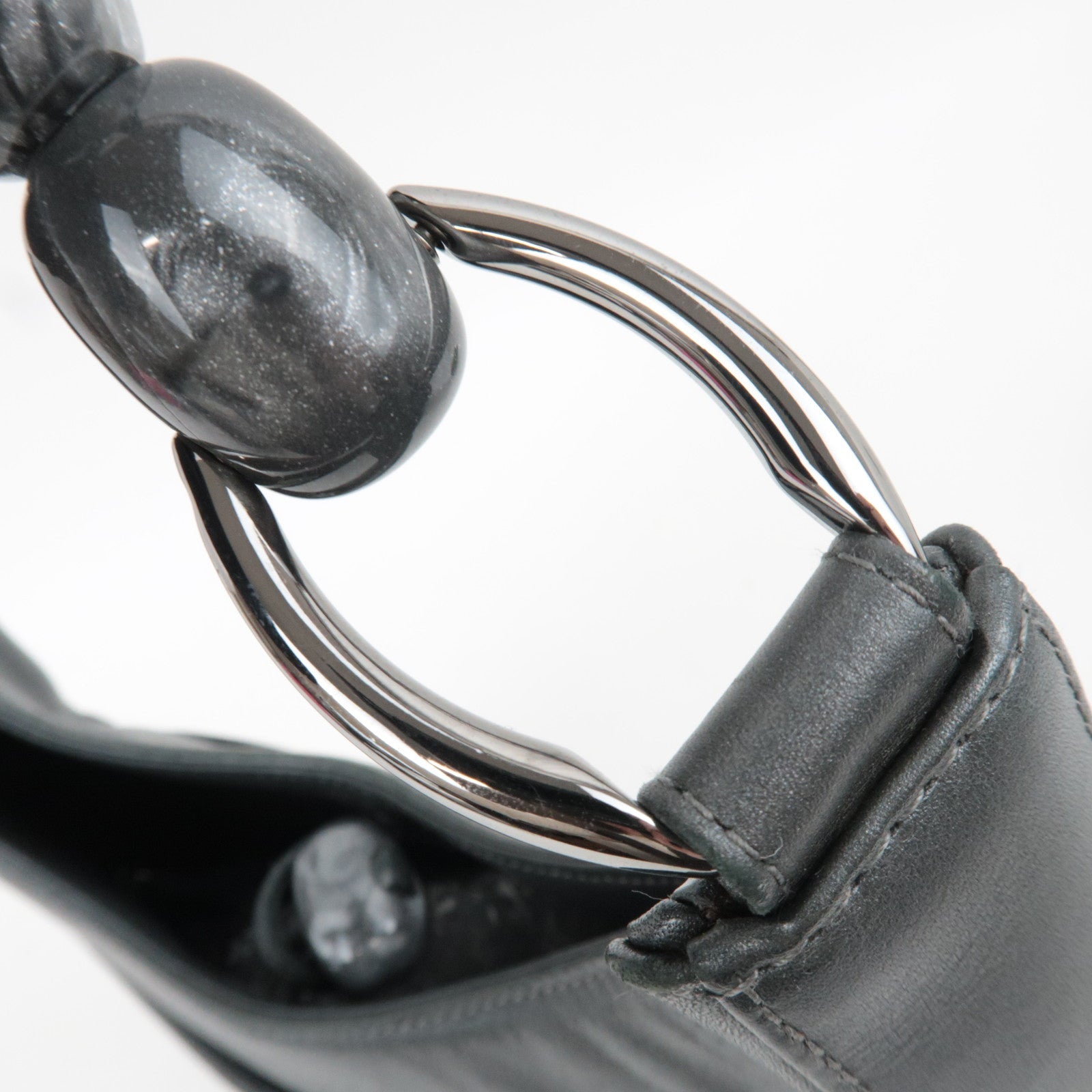 Christian Dior Maris Pearl Leather Shoulder Bag Gray *Dust bag