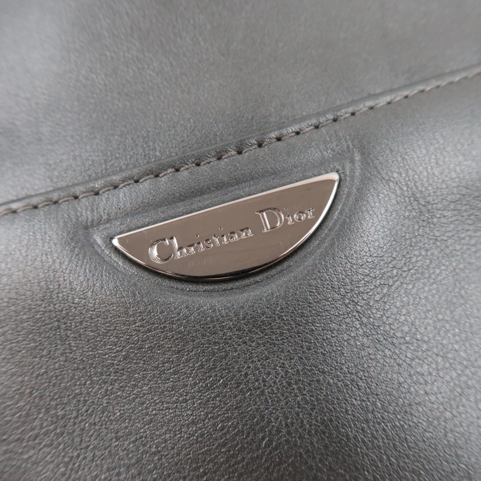 Christian Dior Maris Pearl Leather Shoulder Bag Gray *Dust bag