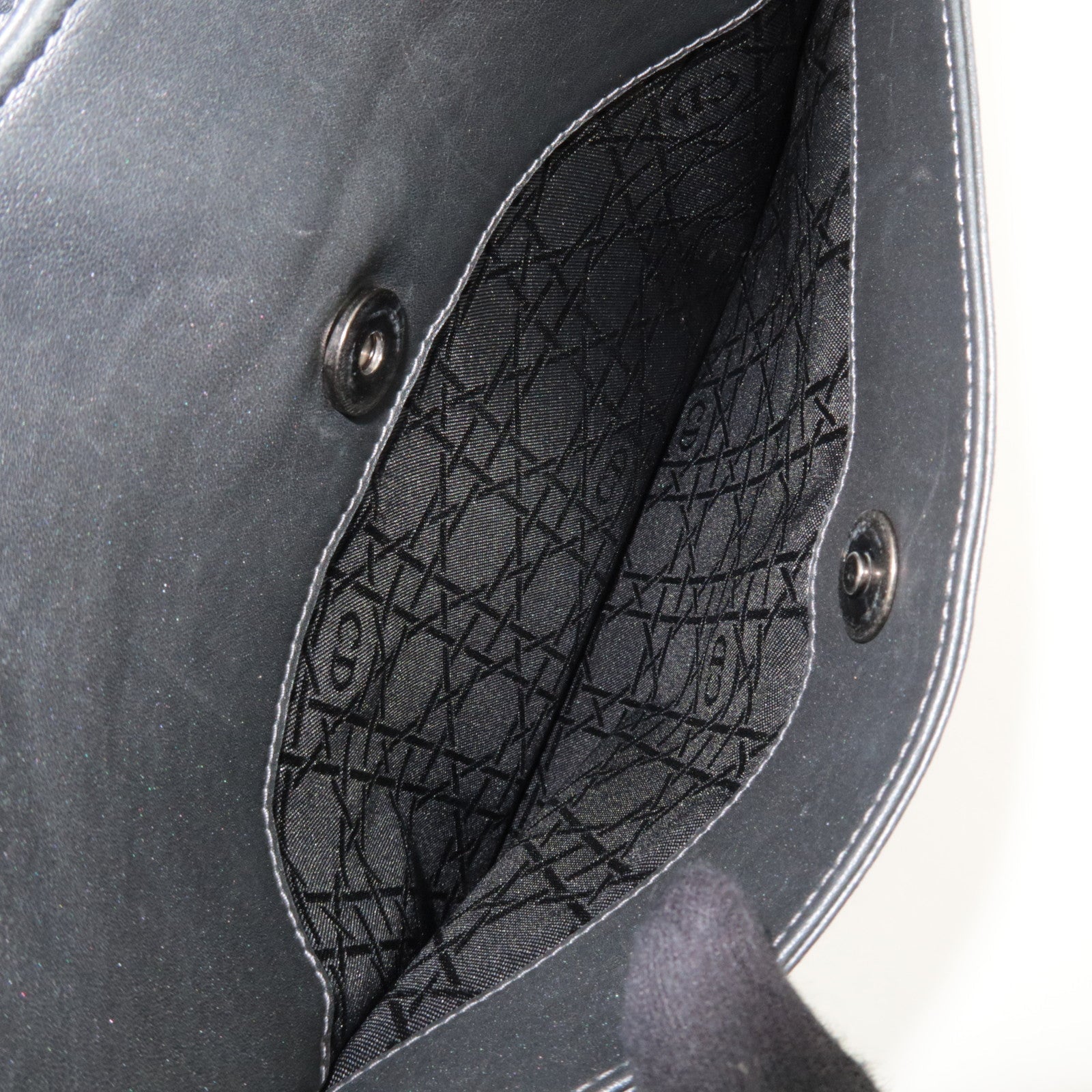 Christian Dior Maris Pearl Leather Shoulder Bag Gray *Dust bag