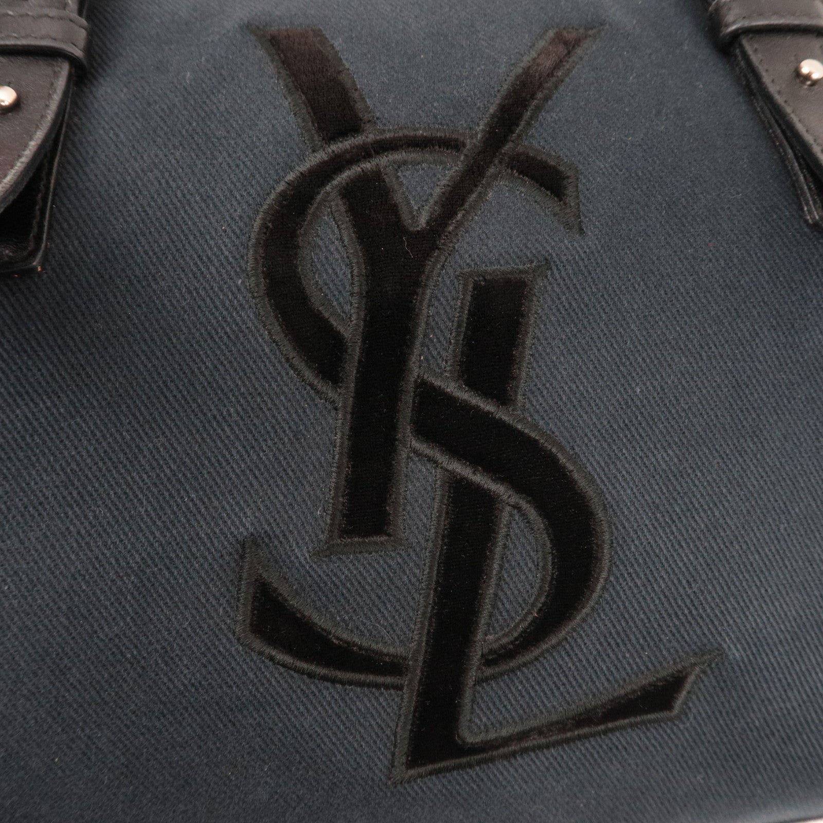 SAINT LAURENT YSL Logo Canvas Tote Bag Black