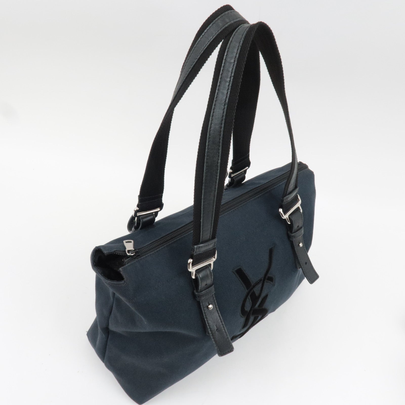 SAINT LAURENT YSL Logo Canvas Tote Bag Black