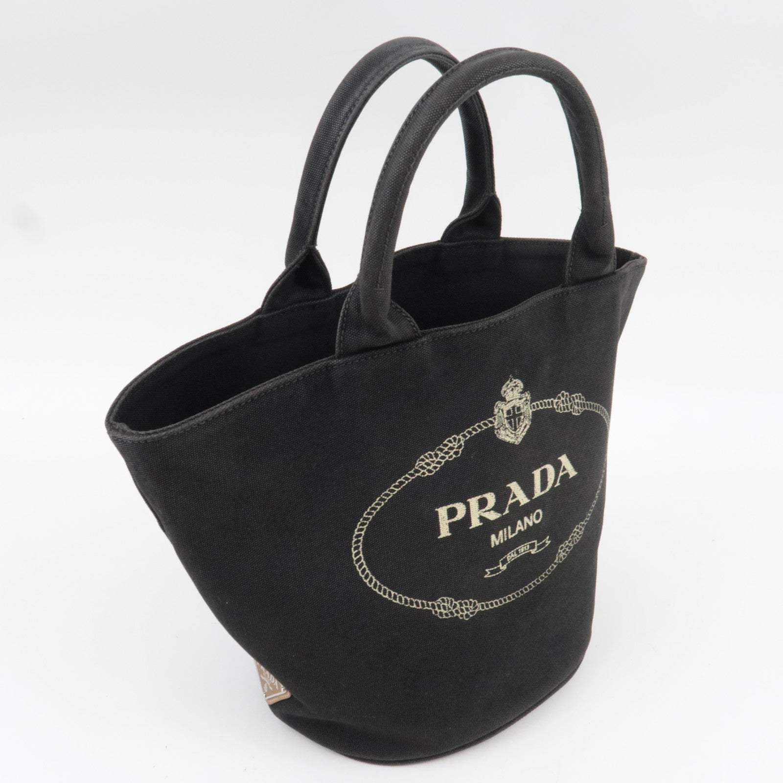 PRADA Canapa Tote Bag Canvas Black