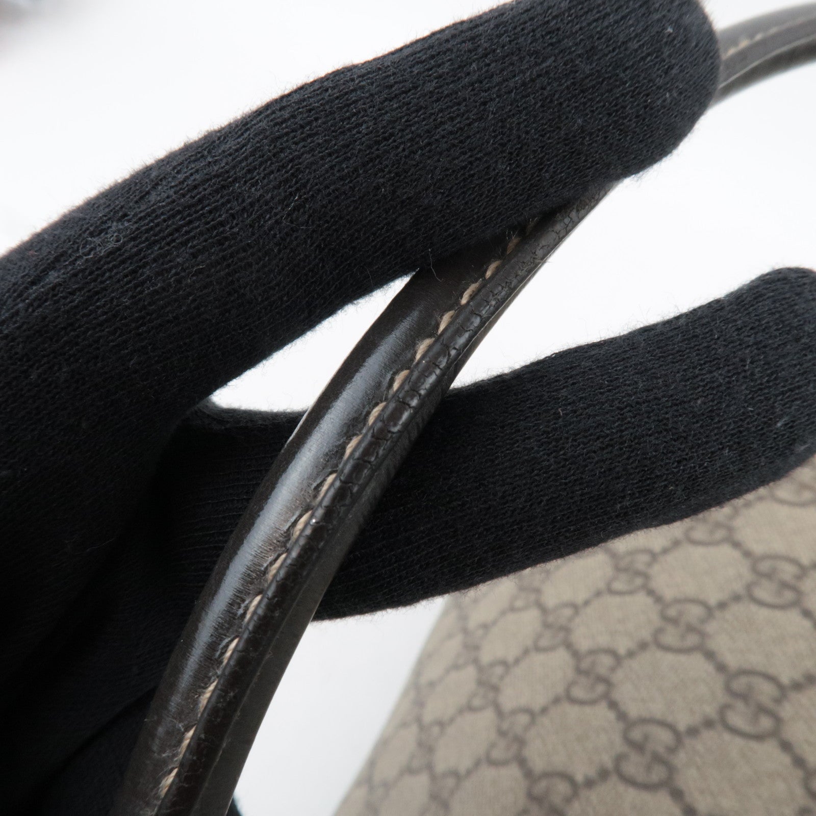 GUCCI Tote Bag GG Supreme Leather Beige Brown 197953