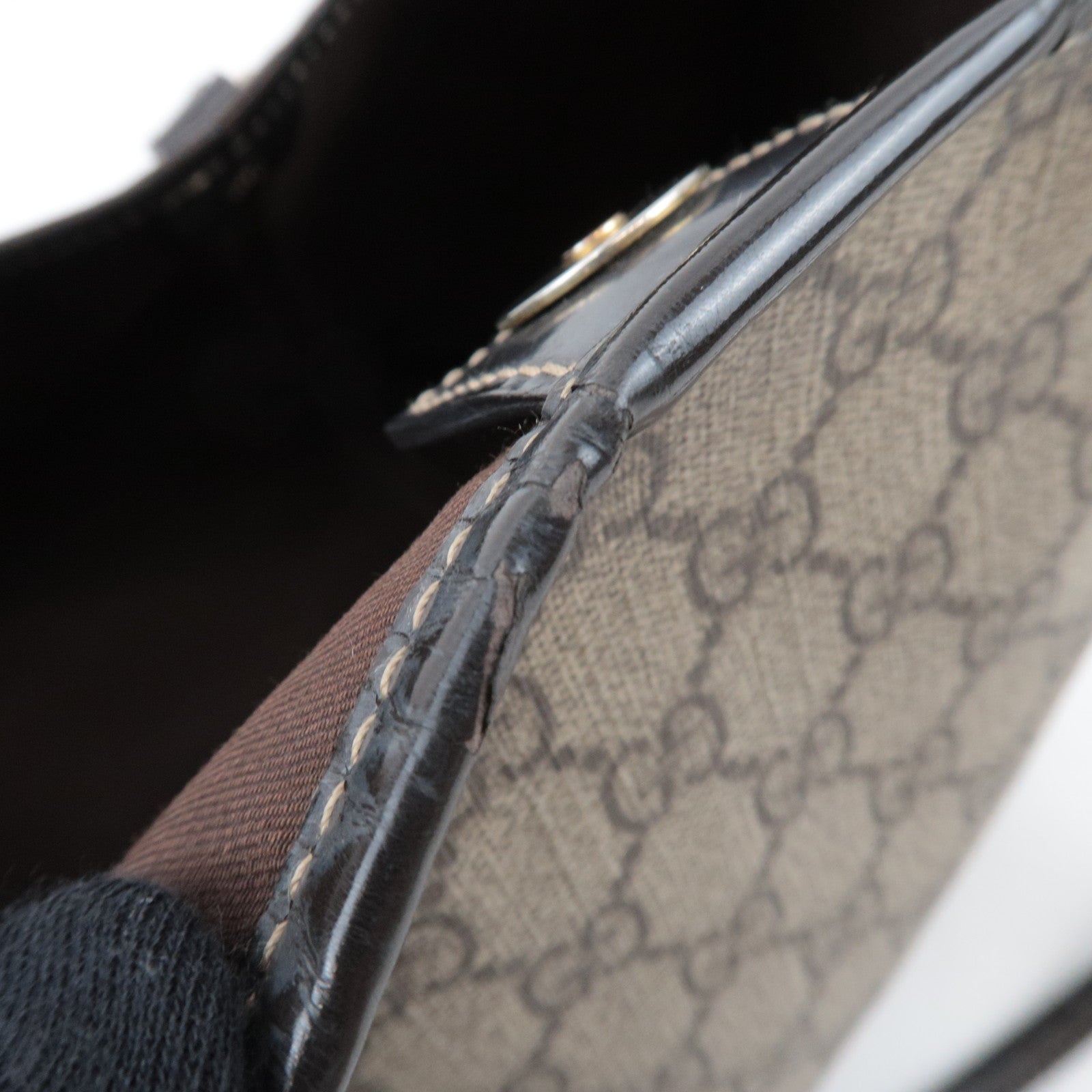 GUCCI Tote Bag GG Supreme Leather Beige Brown 197953