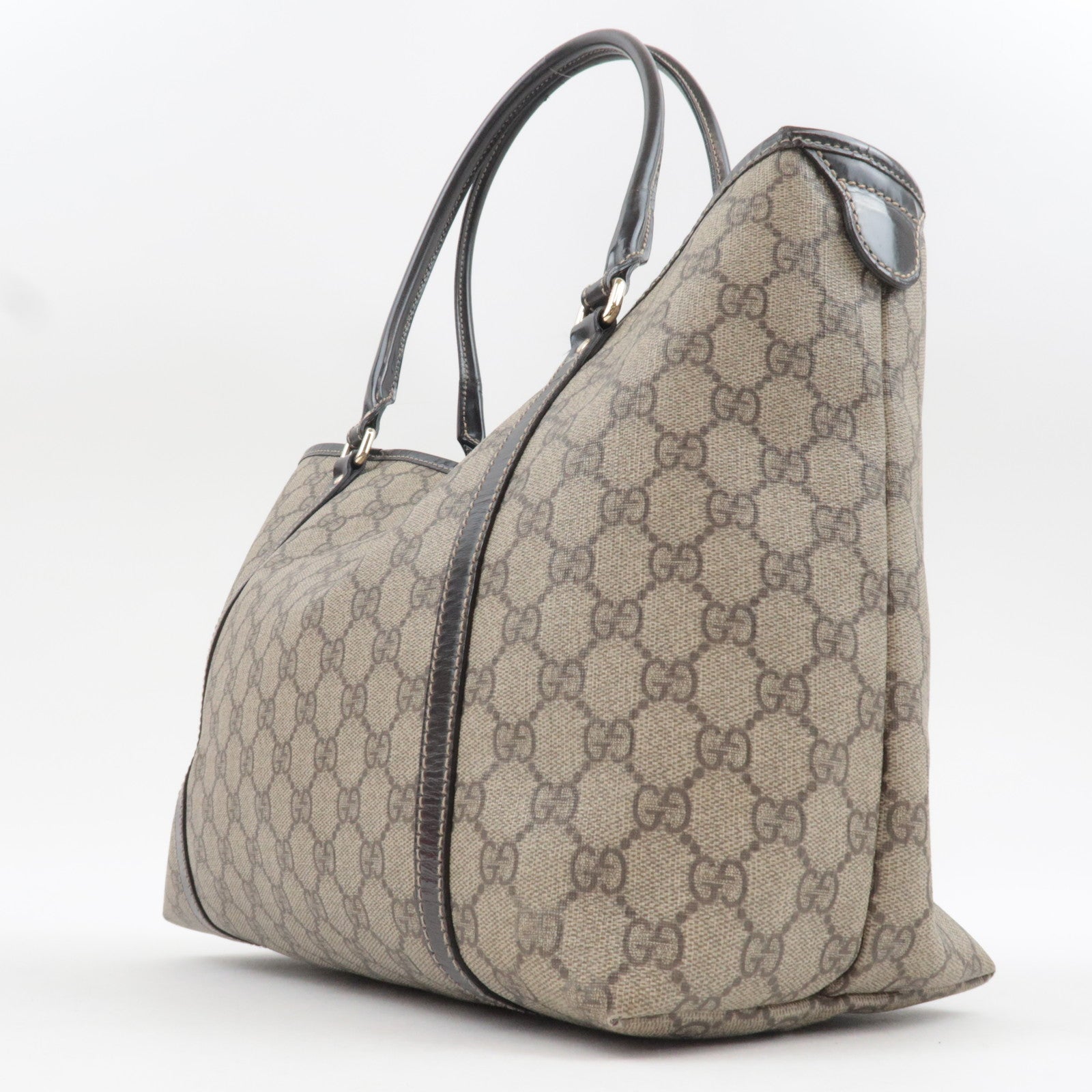 GUCCI Tote Bag GG Supreme Leather Beige Brown 197953