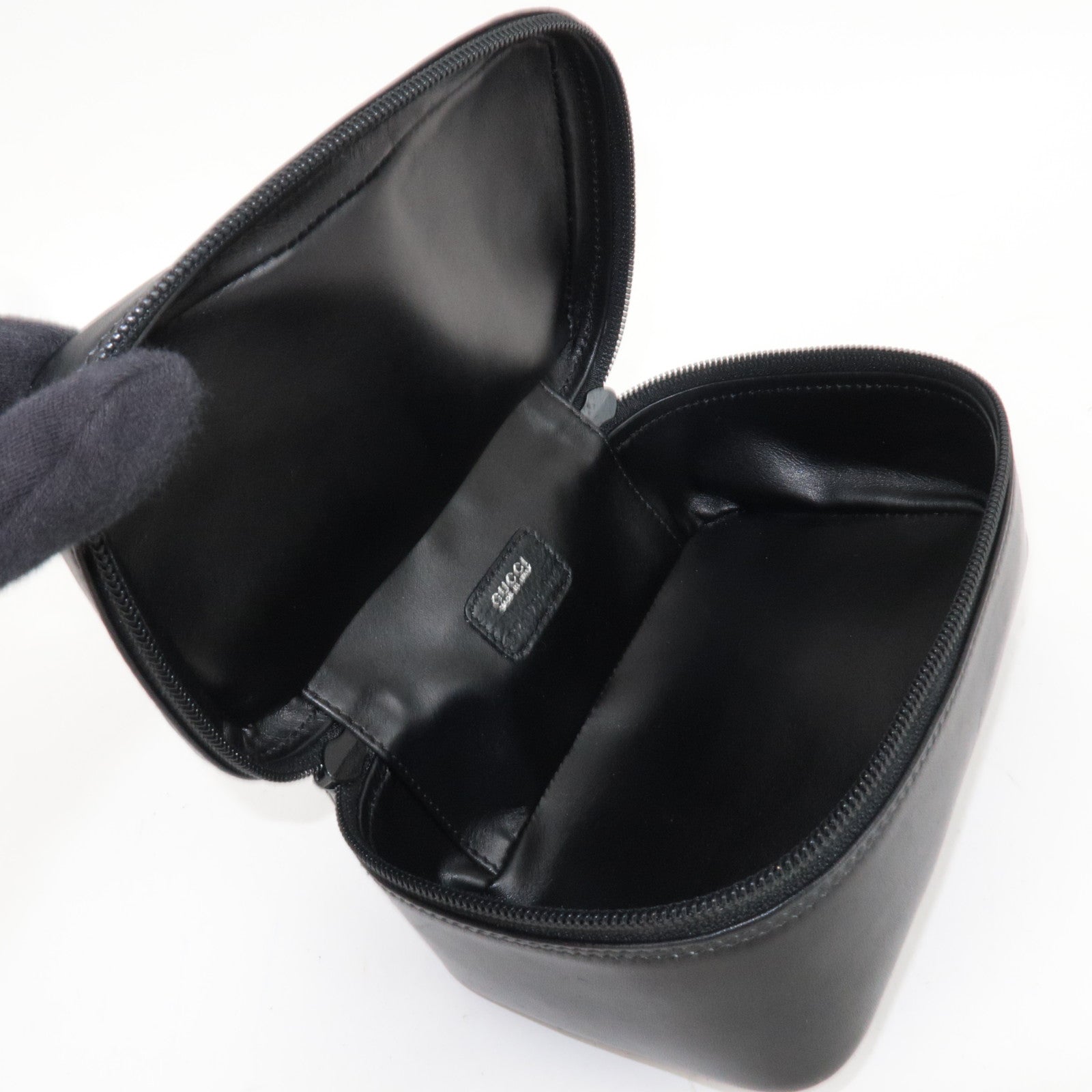 GUCCI Horsebit Leather Vanity Bag Black 032.1956.0 141 *Box