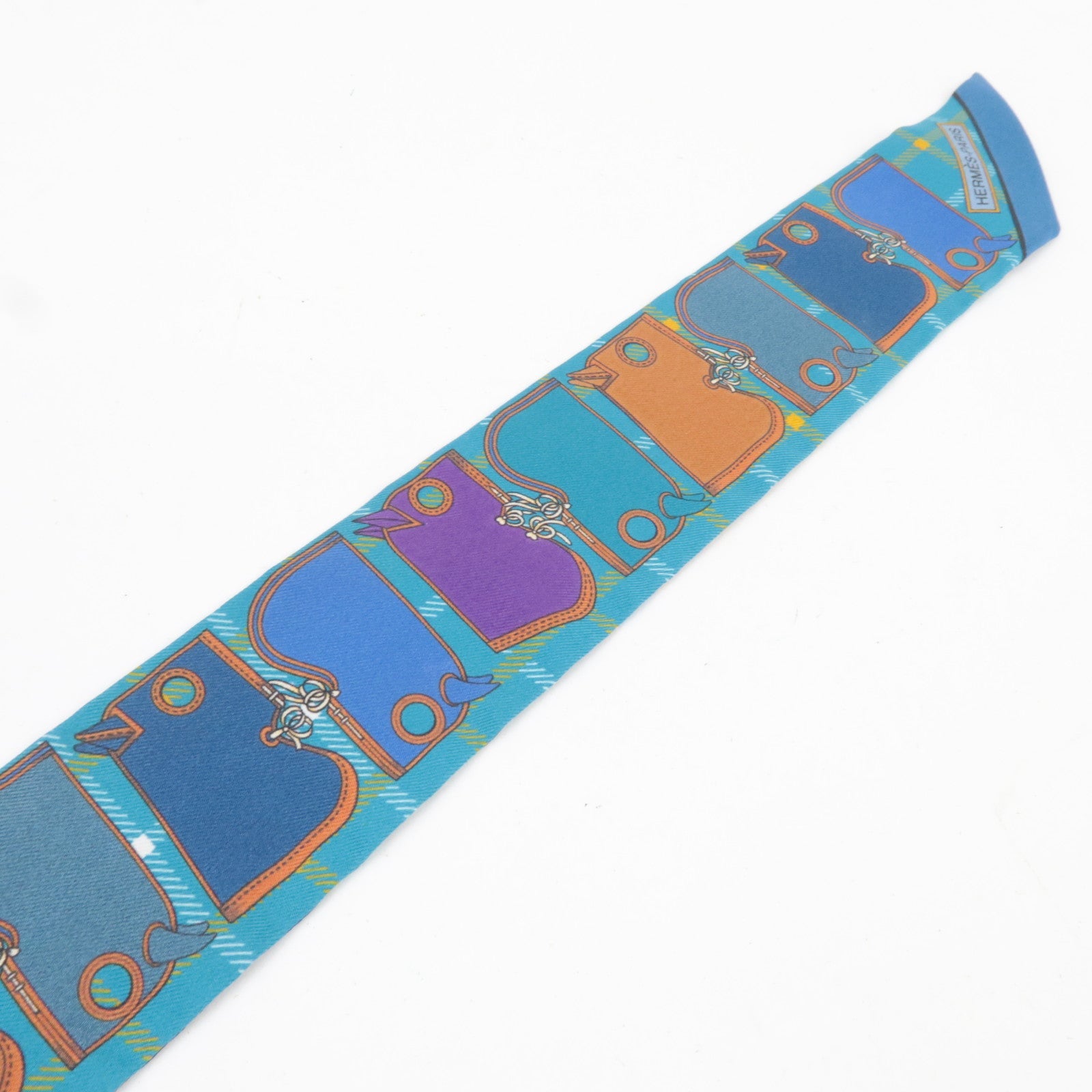 HERMES Twilly 100% Silk Scarf Camails Blue *Box