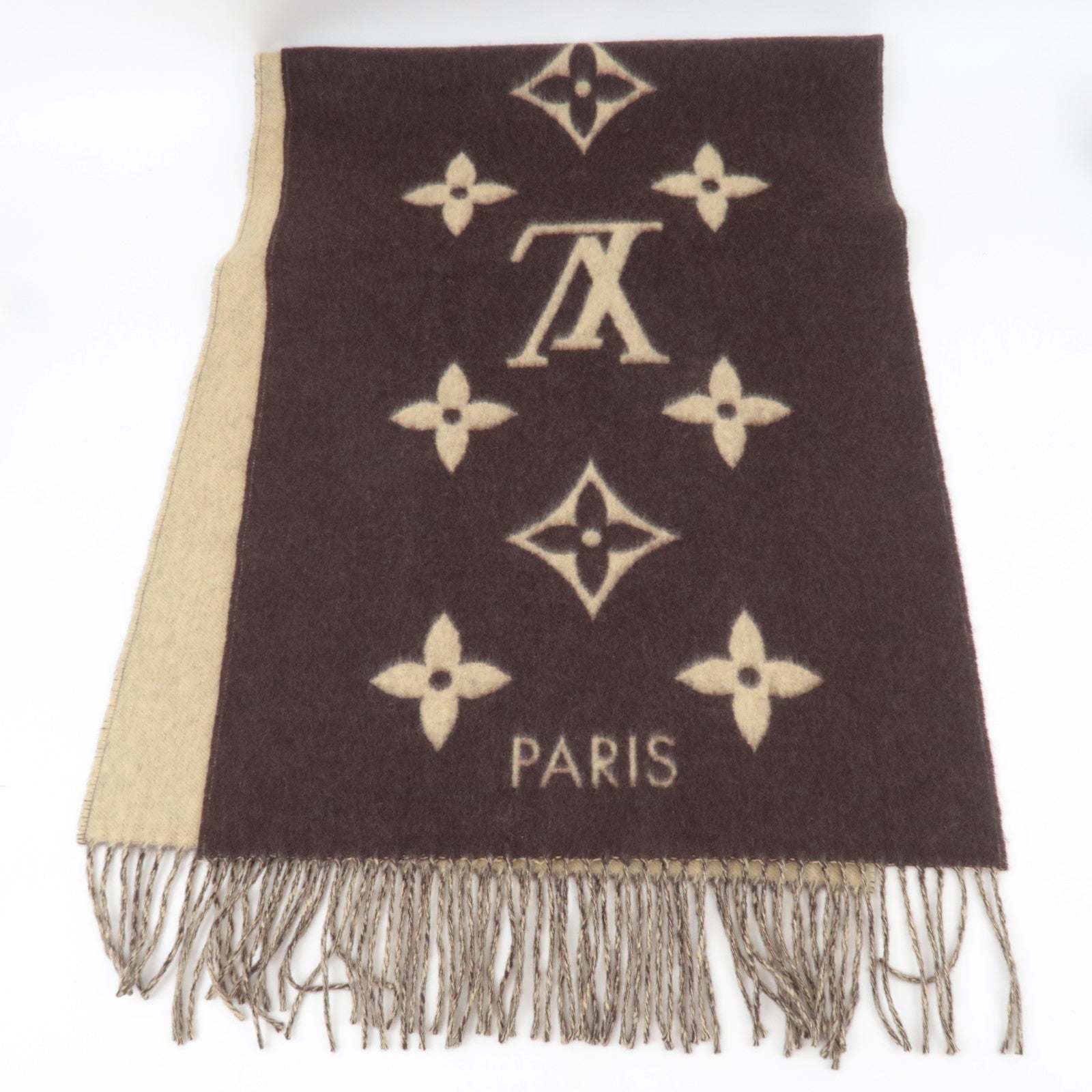 Louis Vuitton Echarpe Reykjavik Scarf Cashmere Brown Beige M71041