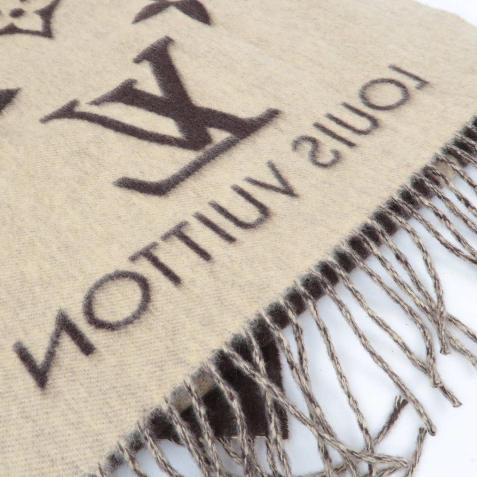 Louis Vuitton Echarpe Reykjavik Scarf Cashmere Brown Beige M71041