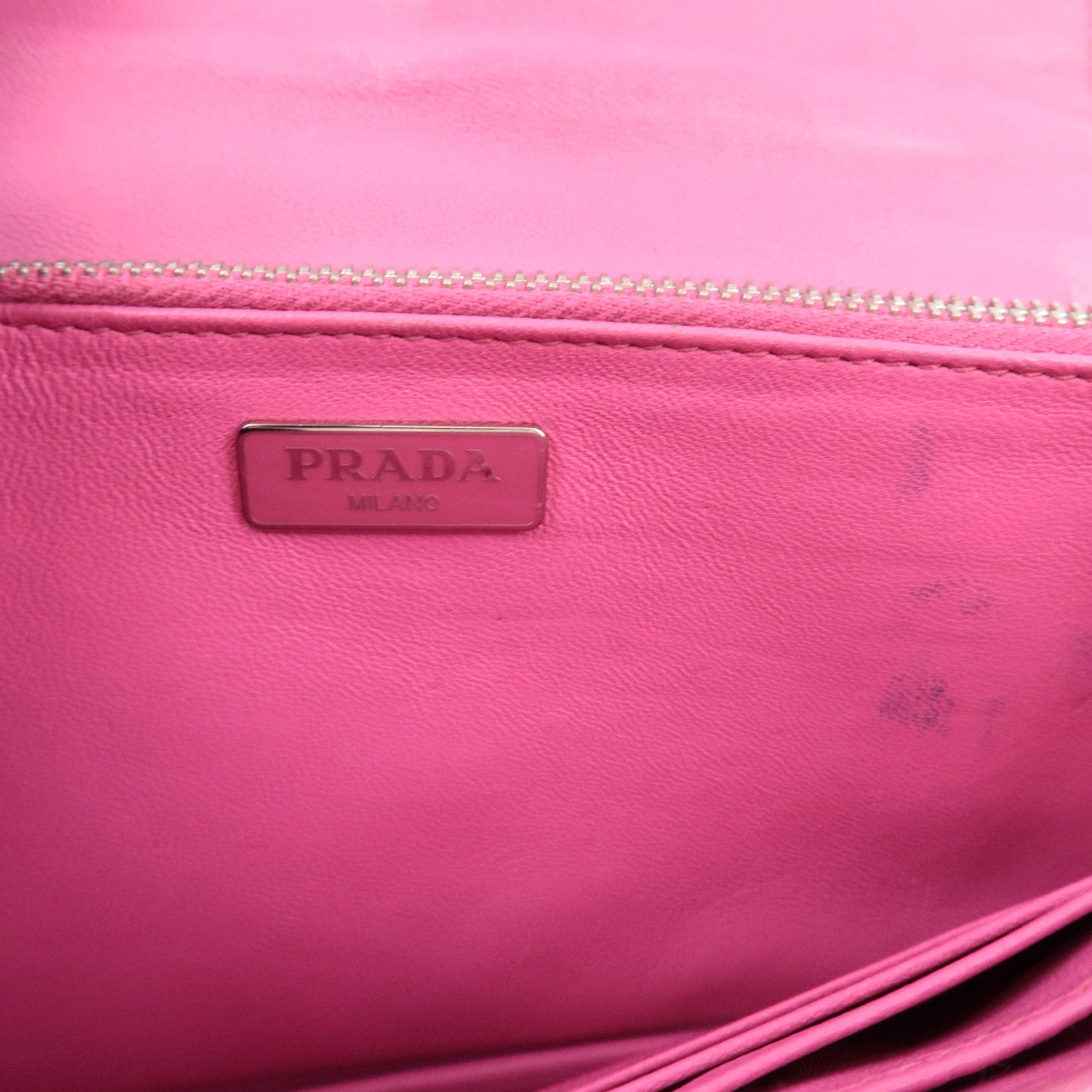 PRADA Leather Mini Shoulder Wallet Bag Pink