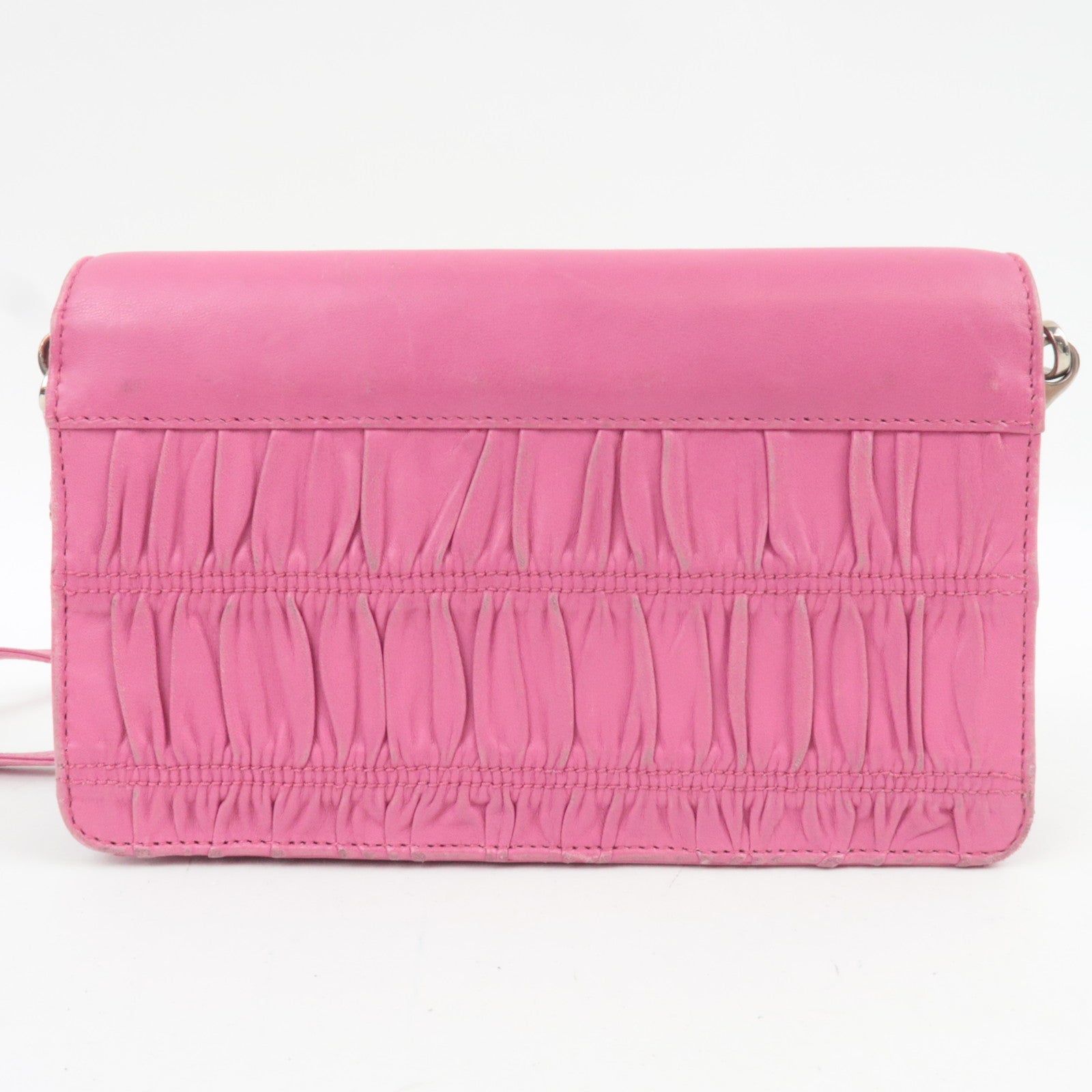 PRADA Leather Mini Shoulder Wallet Bag Pink