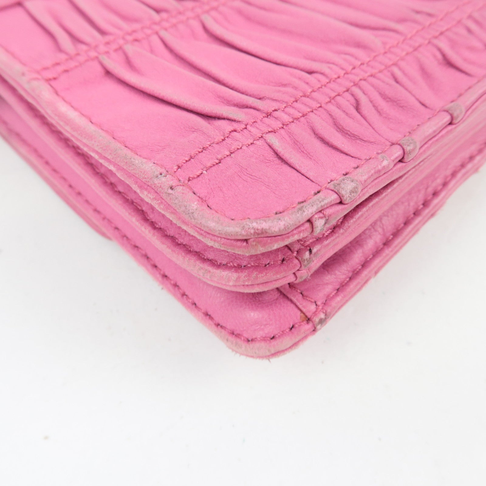 PRADA Leather Mini Shoulder Wallet Bag Pink