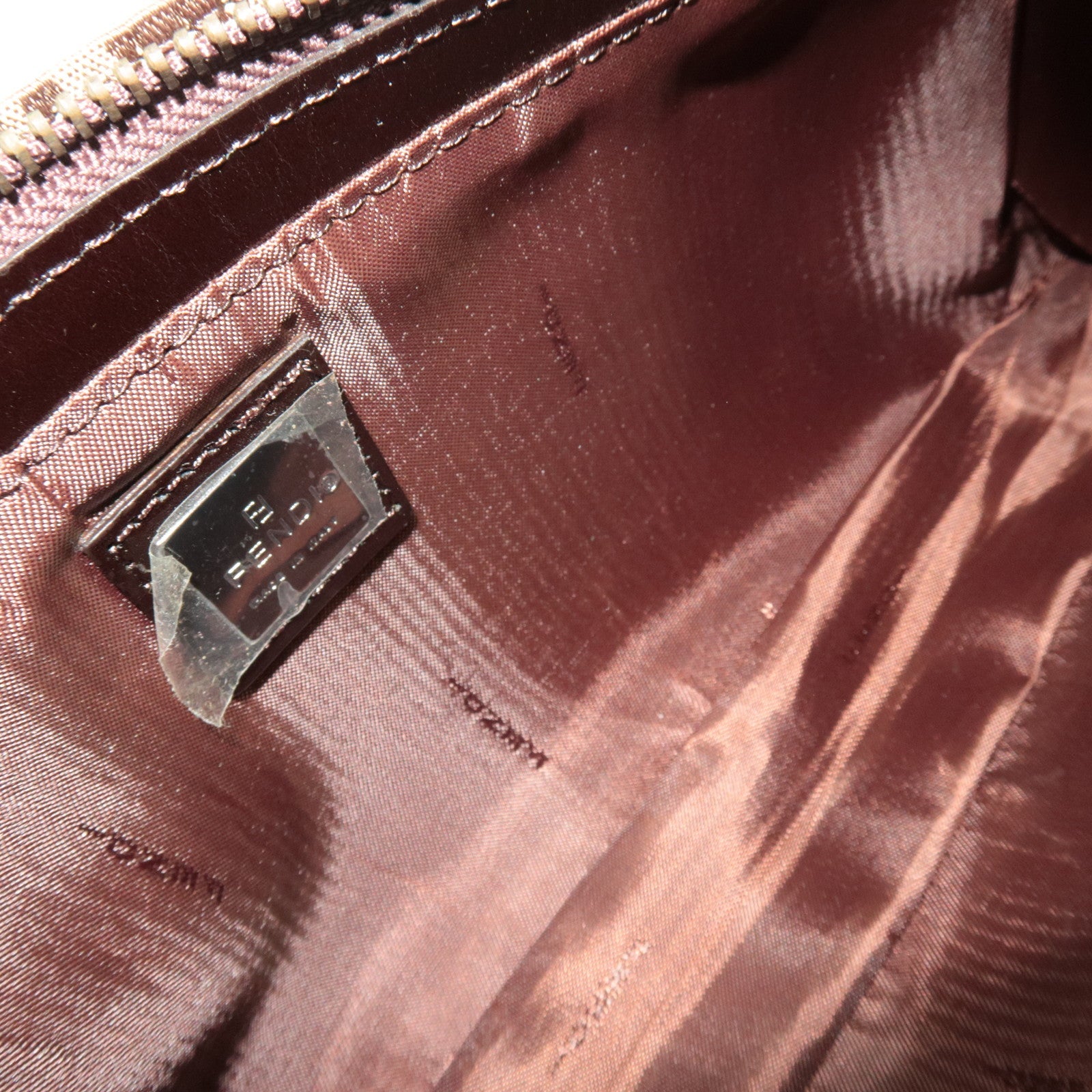 FENDI Zucchino Shoulder Bag Canvas Leather Beige Brown 8BR042