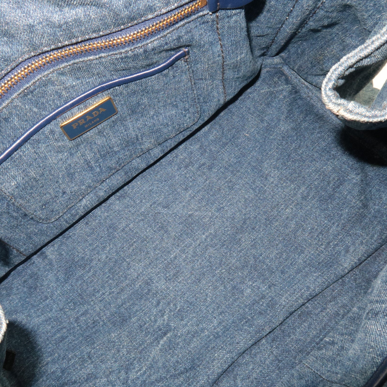 PRADA Canapa Denim Tote Bag Blue B1877B