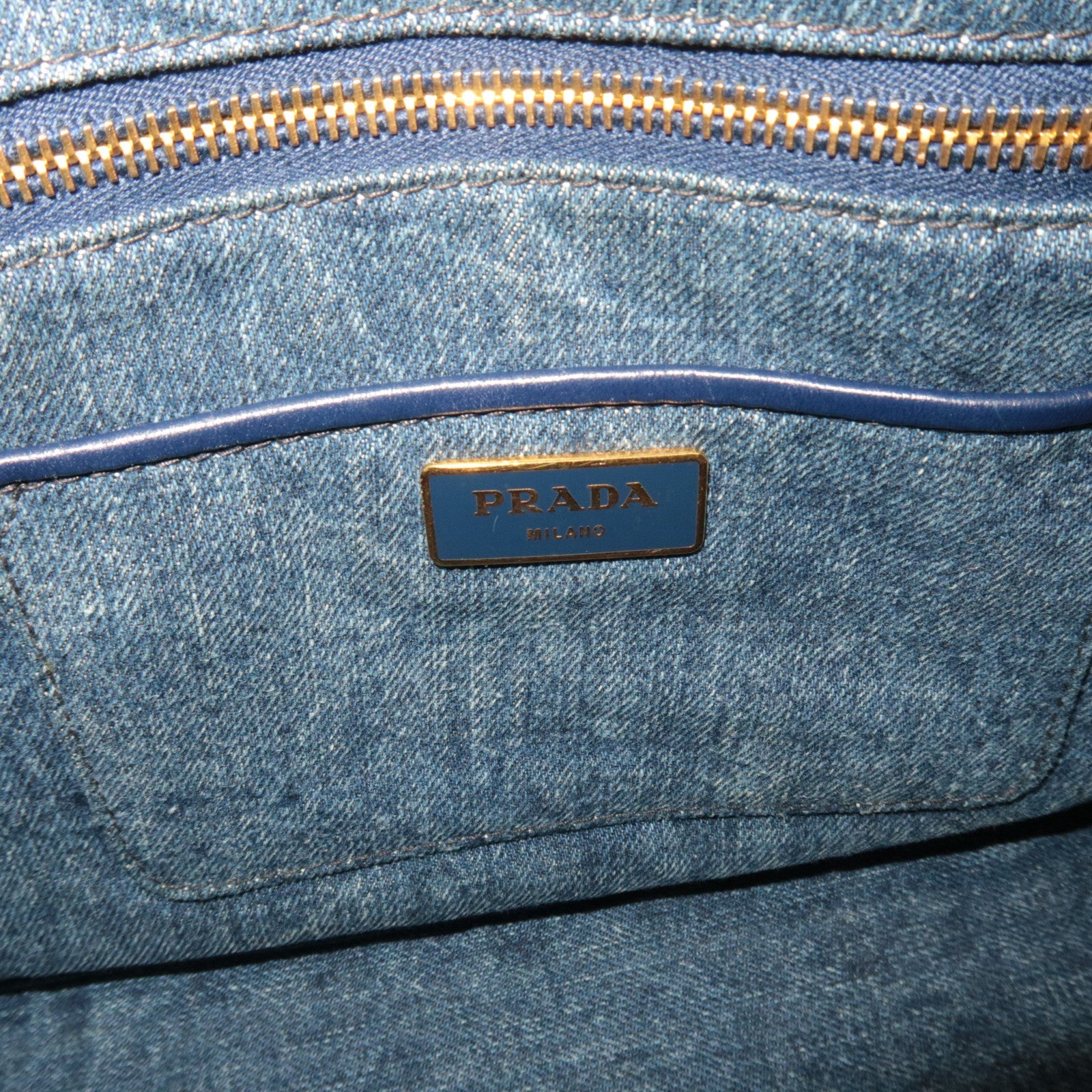 PRADA Canapa Denim Tote Bag Blue B1877B