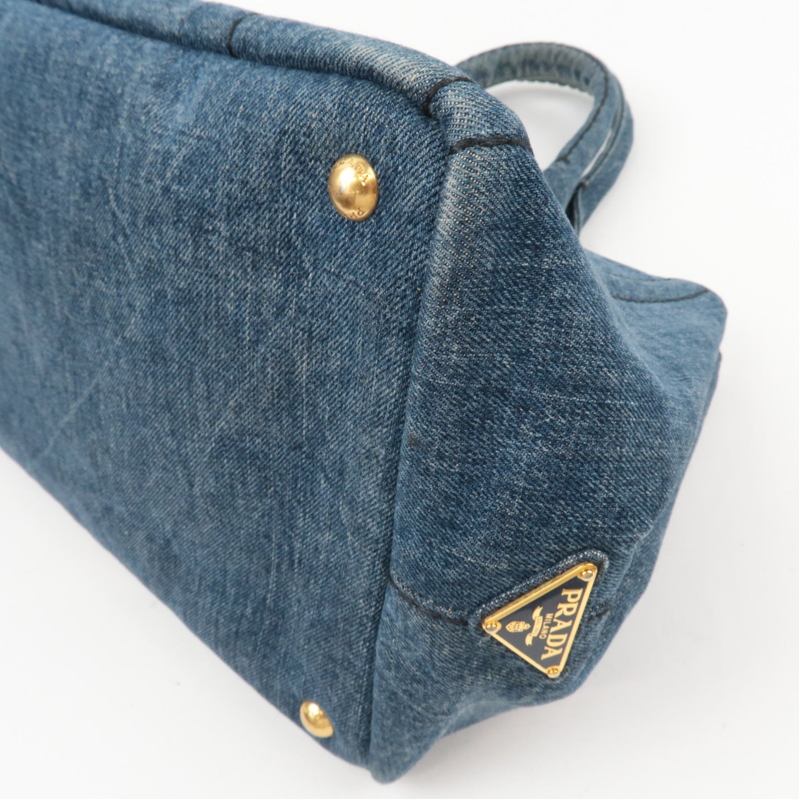 PRADA Canapa Denim Tote Bag Blue B1877B